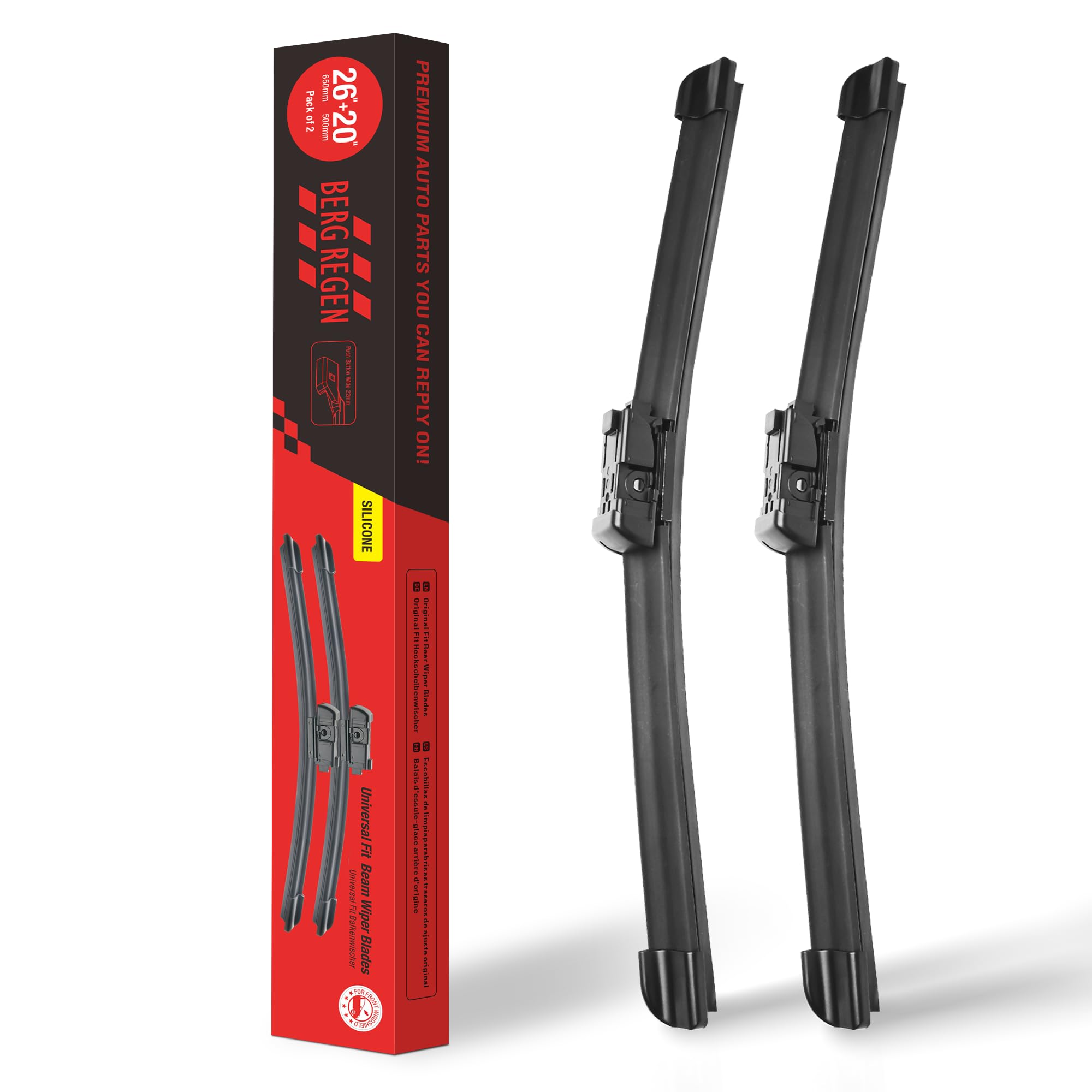 Berg Regen 26''+20'' Silicone Windshield Wiper Blades Replacement For Volvo Xc60 2017-2010 S60 18-11 Xc70 16-08 S40 08-11 S80 18