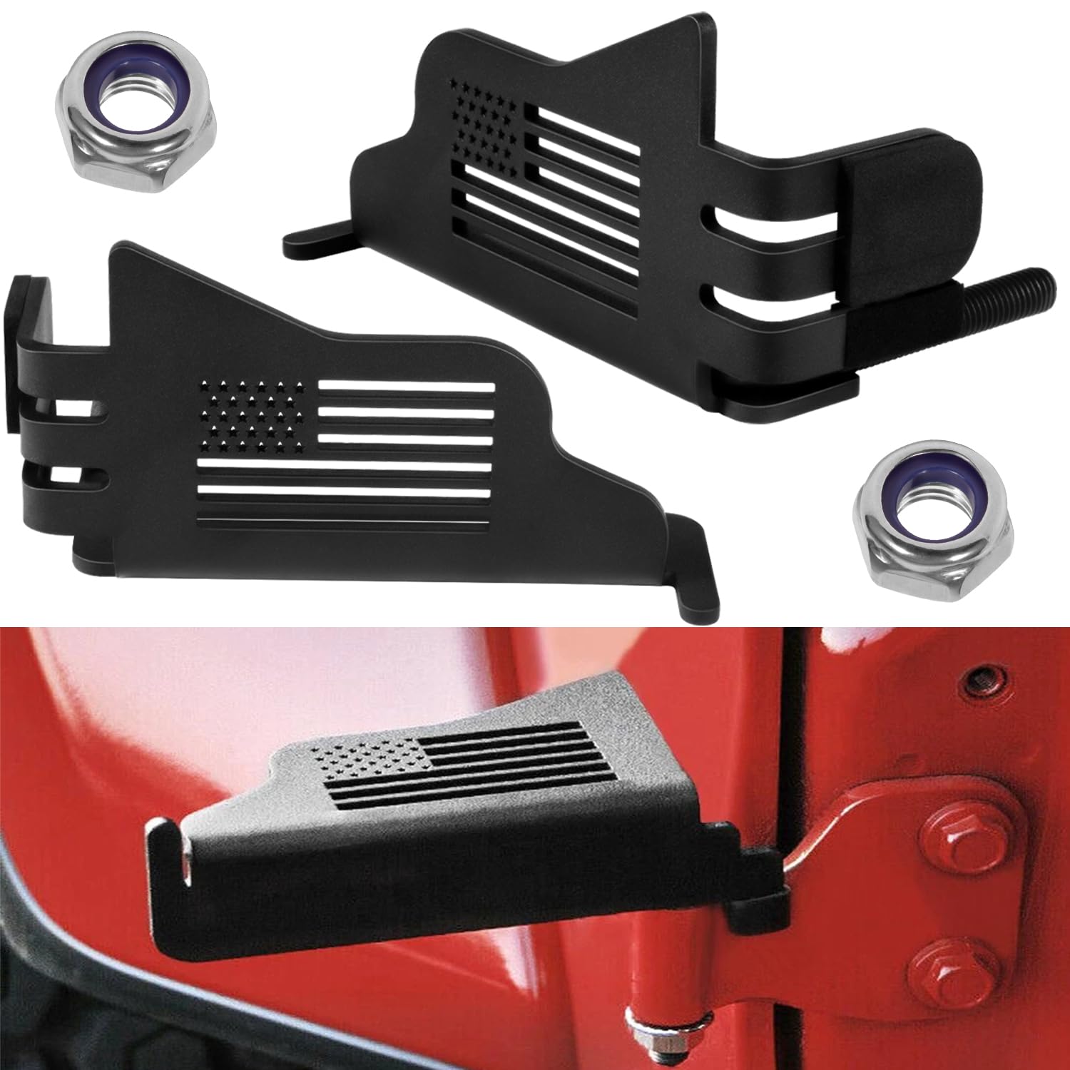 Wrangler Foot Pegs For Jeep Wrangler Jk Jl Jku Jlu 2007-2025 Gladiator Jt 2/4 Door, Exterior Door Hinge Metal Powder Coating Rest Pedals With Us Flag Foot Rest Footpegs, 2 Pack