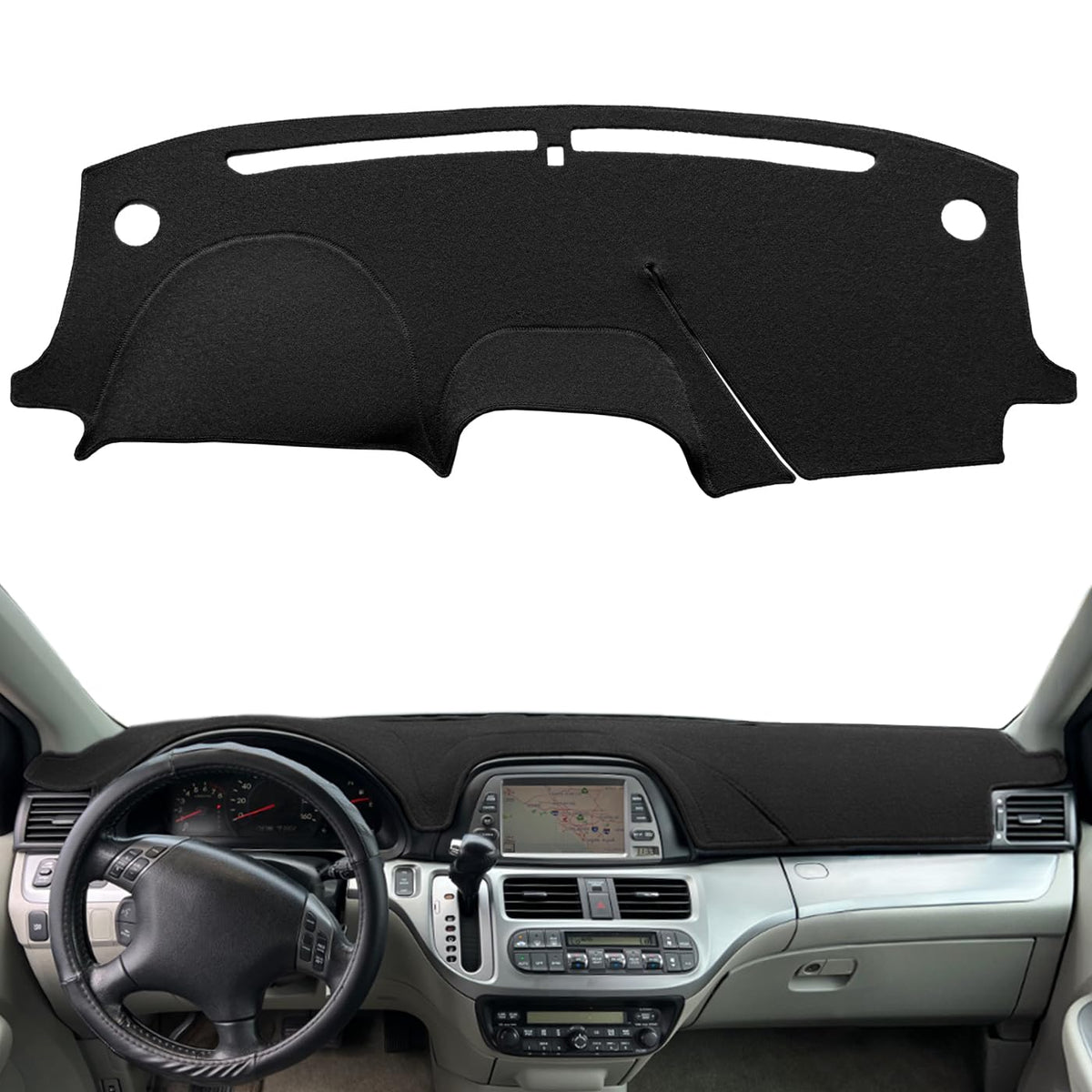 AKMOTOR Dash Cover Mat Custom Fit for Honda Odyssey with Cutout for Speakers Airbag and Light Sensor,Dashboard Pad Cap Carpet Pr