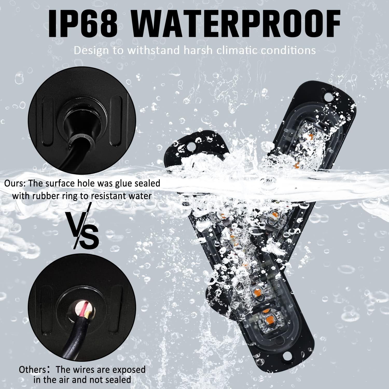 Dibms Led Strobe Warning Lights, 8X Amber Yellow Led Strobe Warning Emergency Flashing Light Caution Construction Hazard Light B