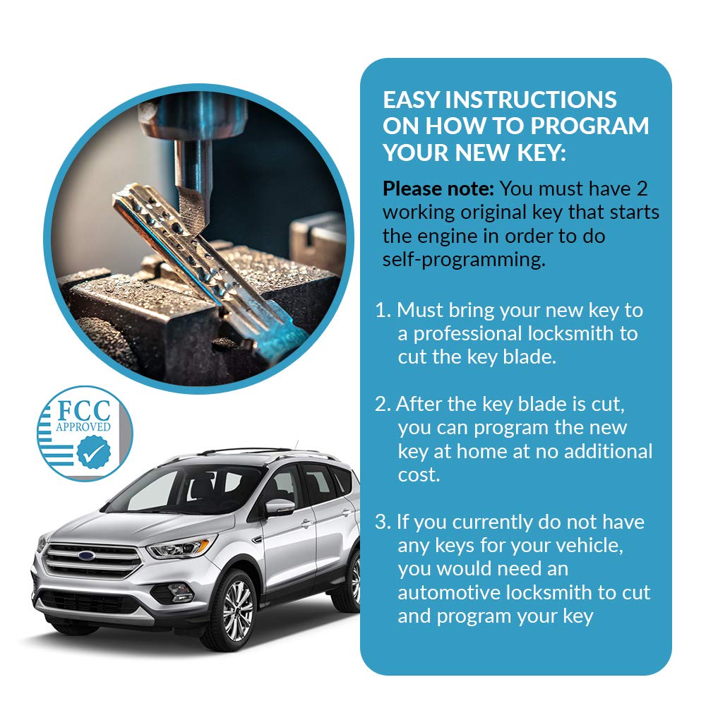 Keyless2Go Replacement For 2 New Uncut Keyless Remote Head Key Fob Ford Focus Escape Transit Cmax Oucd6000022 164-R8046