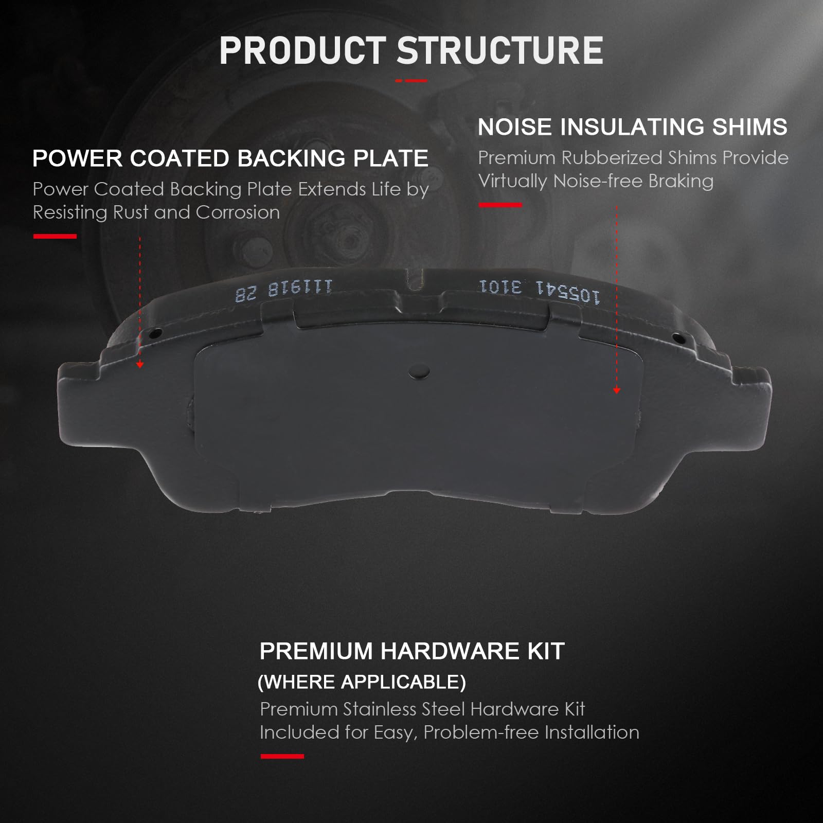 Cciyu Professional Ceramic Front Brakes Pads Set Fit For 1993-1997 Geo Prizm,1992-2001 For Toyota For Camry,1994-1997 For Toyota