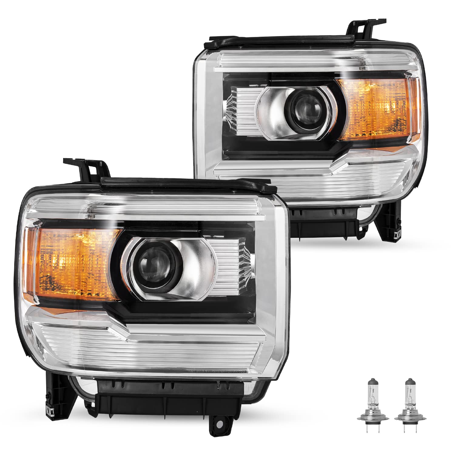 Jsboyat For [Non-Led Drl Model] 2014-2015 Gmc Sierra 1500 15-19 2500Hd 3500Hd Halogen Headlight Assembly Oe Style Driver Passeng
