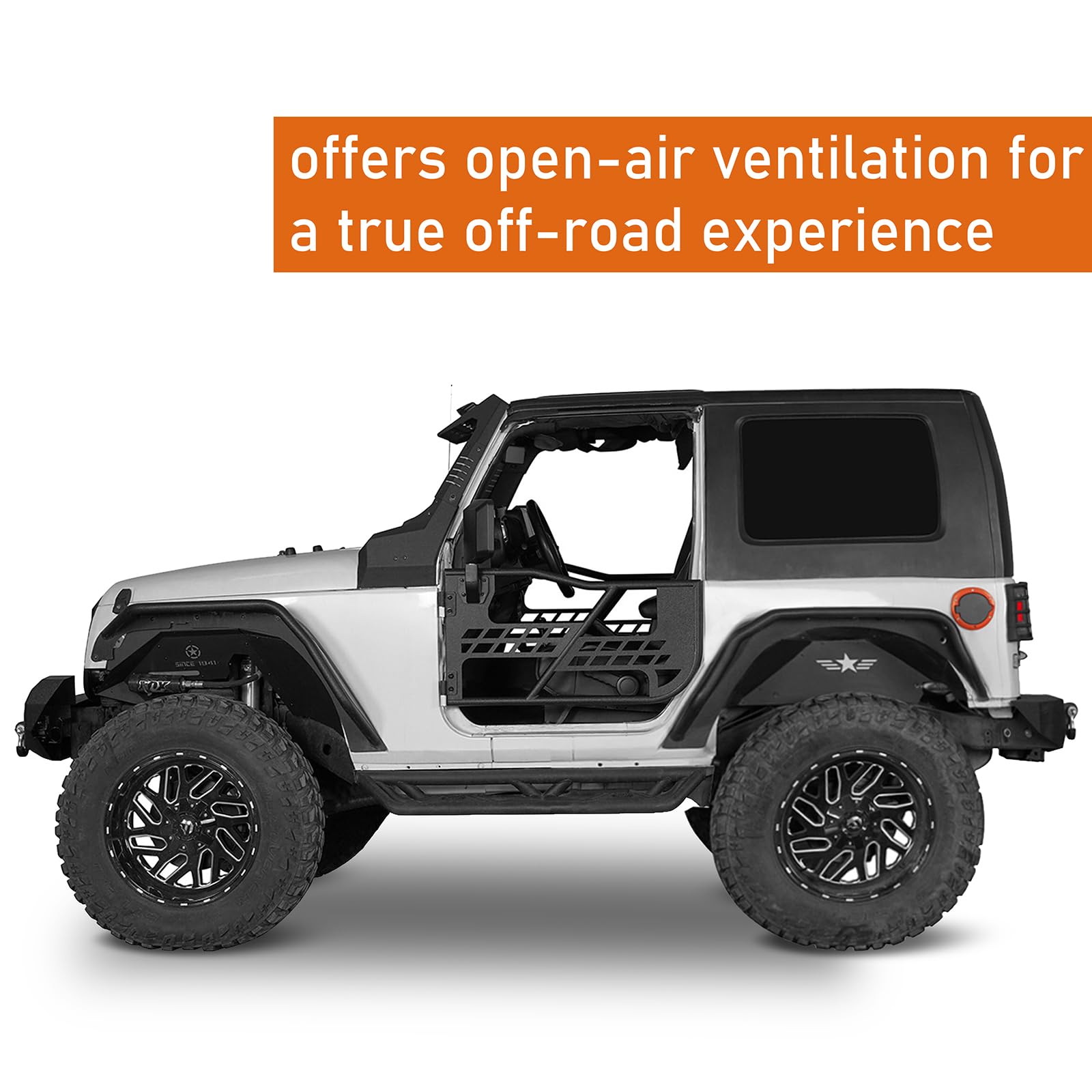 Hooke Road Wrangler Jk 2 Doors Tube Half Door Guards For 2007-2018 Jeep Wrangler Jk (2-Door Only)