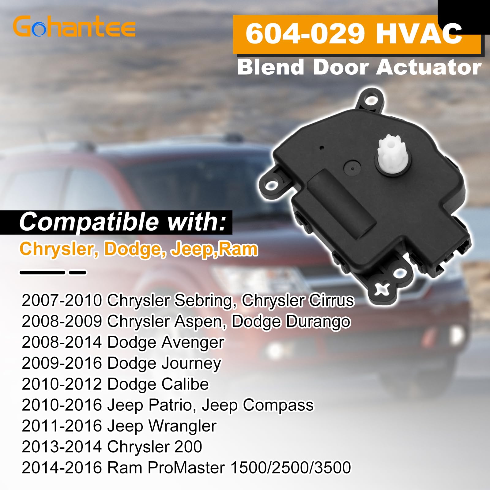 604-029 HVAC Heater Air Blend Door Actuator Replaces # 68018109AA 604029 Replacement for Chrysler 200 Cirrus Aspen Sebring Dodge