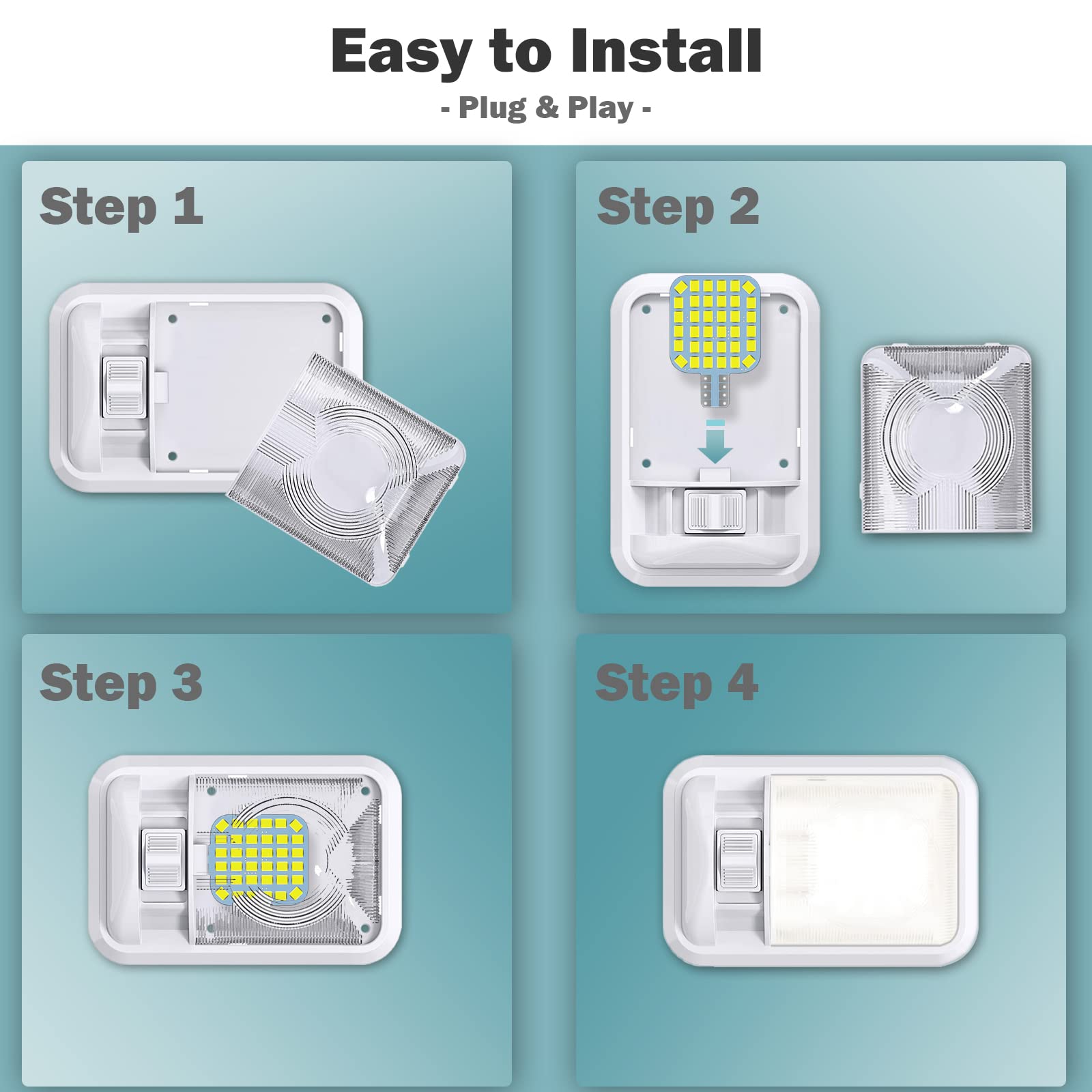 10Pcs T10 921 922 912 194 Rv Interior Led Light Bulbs, Super Bright Led Bulbs Replacement Lighting 36-Smd 2835 6500K Cool White For 12V Rv Camper Trailer Motorhome Boat Dome Car Marine Indoor Light