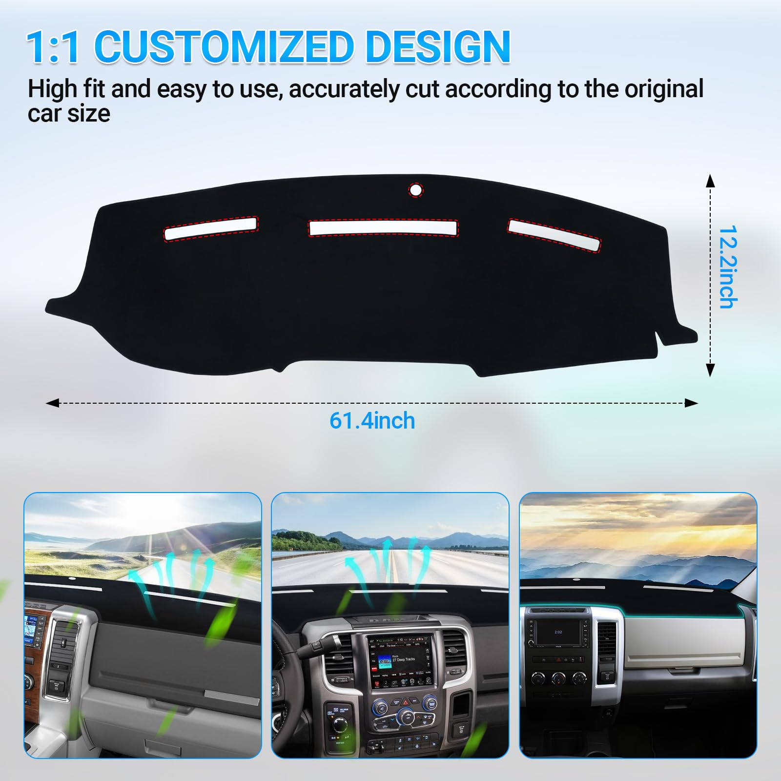 Dash Cover Mat Compatible With 2010 2011 2012 2013 2014 2015 2016 2017 2018 Dodge Ram 1500 2500 3500 Accessories Dashboard Cover Pad Carpet Dash Board Protector Sunshield Cover