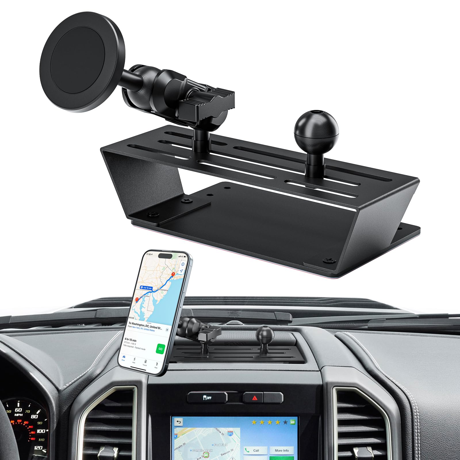 Surfcabin Magnetic Dash Phone Holder for F150, No Punching Required Phone Mount Compatible with 2015-2020 F150 2017-2022 F250 F3