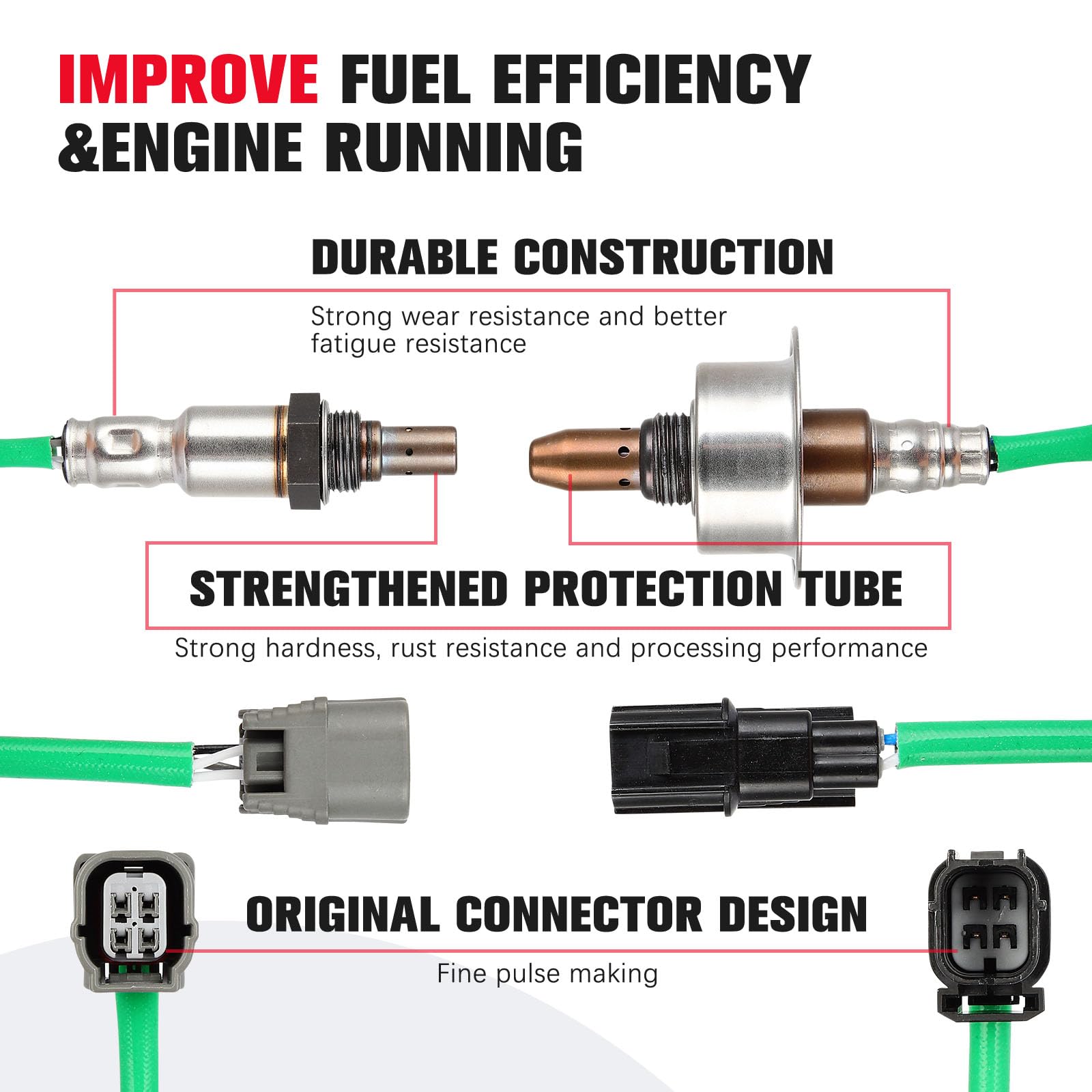 QIJIAUTO O2 Oxygen Sensor Upstream Downstream Compatible for Honda CR-V 2007 2008 2009 2010 2011 234-9091 234-4462 2PCS