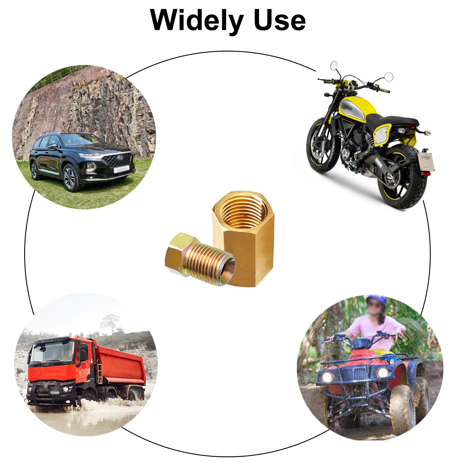 Muhize 1/4 Brake Line Fittings - Upgraded 15 Pieces 7/16 24 Threads Brake Union Fittings Assortment For 1/4    Brake Tube (5 Uni