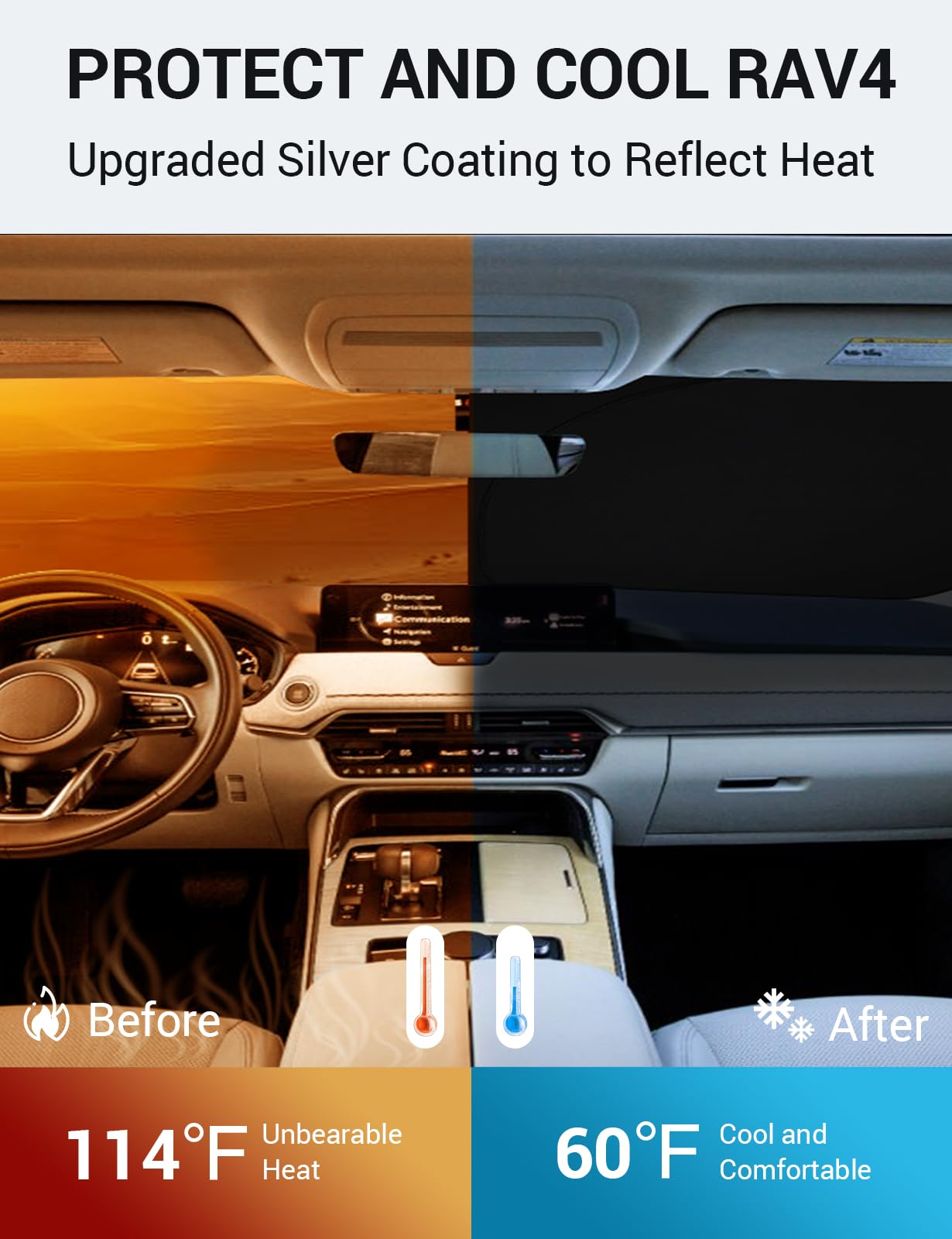 Proadsy 2025 Upgrade Windshield Sun Shade Custom Fit Mazda Cx-90 2024 2025 Foldable Front Sunshade Protector Sun Visor Blocks Uv