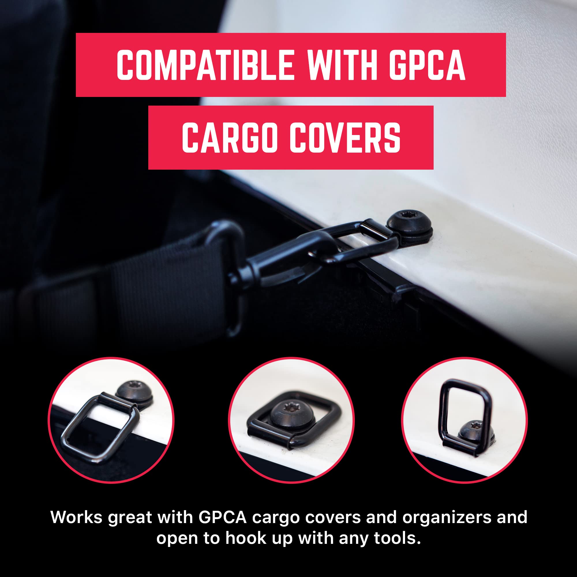 Tie Down D Ring Set, Easy-to-Install Truck Tie Downs, Compatible with Cargo Cover Mounts, Heavy-Duty Jeep Wrangler Accessories for Pickups, Trailers, Truck, Trailer, Camper, Boat & More, 6 Pack - GPCA