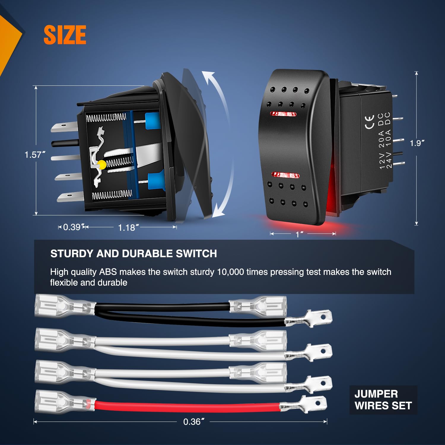 Nilight Waterproof Rocker Switch Toggle On Off On Dpdt 7Pin 12V 24V Jumper Wires Winch Pump Switches For Cars Trucks Caravans Bo