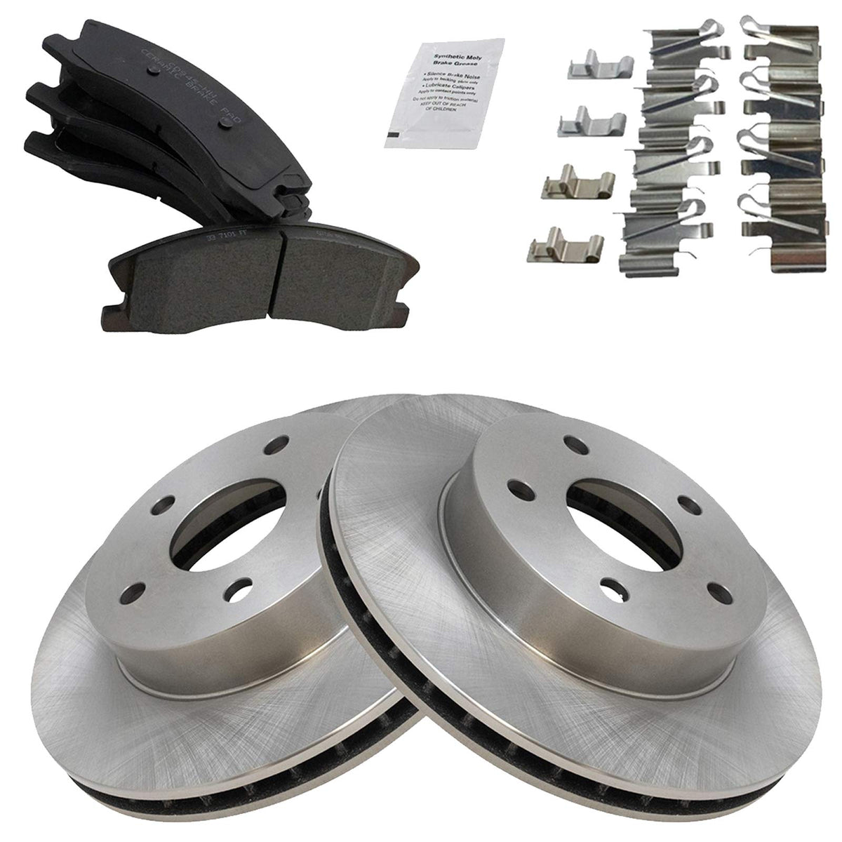 Trq Front Brake Pad & Rotor Kit Brake Pads Brake Rotor Ceramic Compatible With 1999-2004 Jeep Grand Cherokee