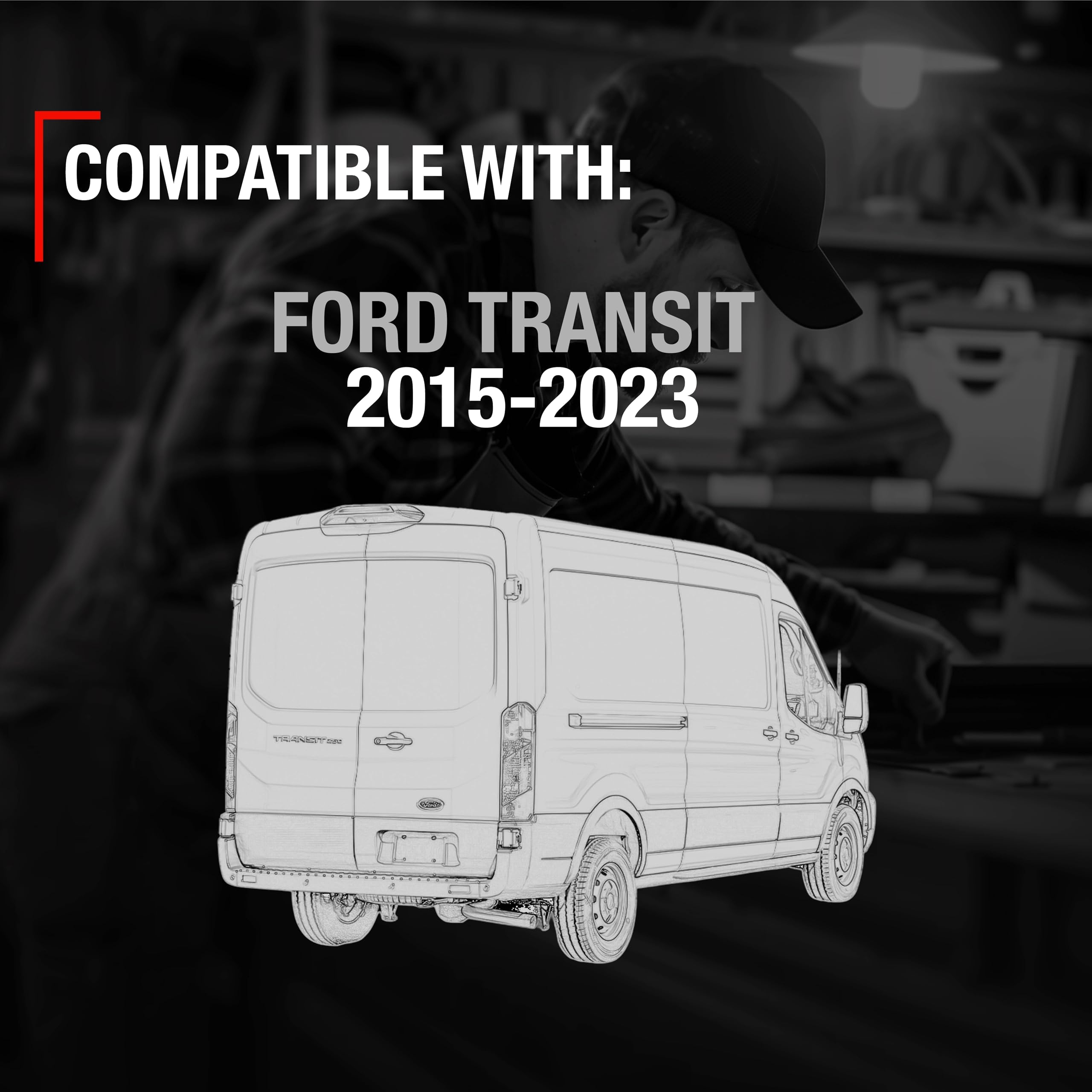 T1A Interior Rear Driver Door Handle, Tailgate Back Door Replacement - Compatible With 2015-2023 Ford Transit - Textured Black,