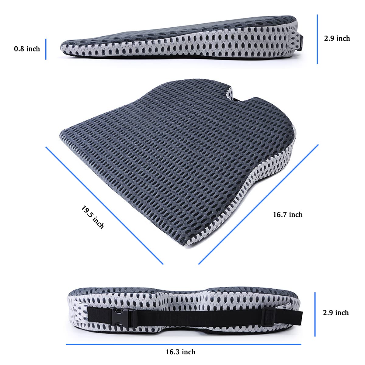 Car Wedge Seat Cushion For Car And Truck Seat Office Chair Wheelchair - Memory Foam Seat Pad For Sciatica Tailbone Pain Relief
