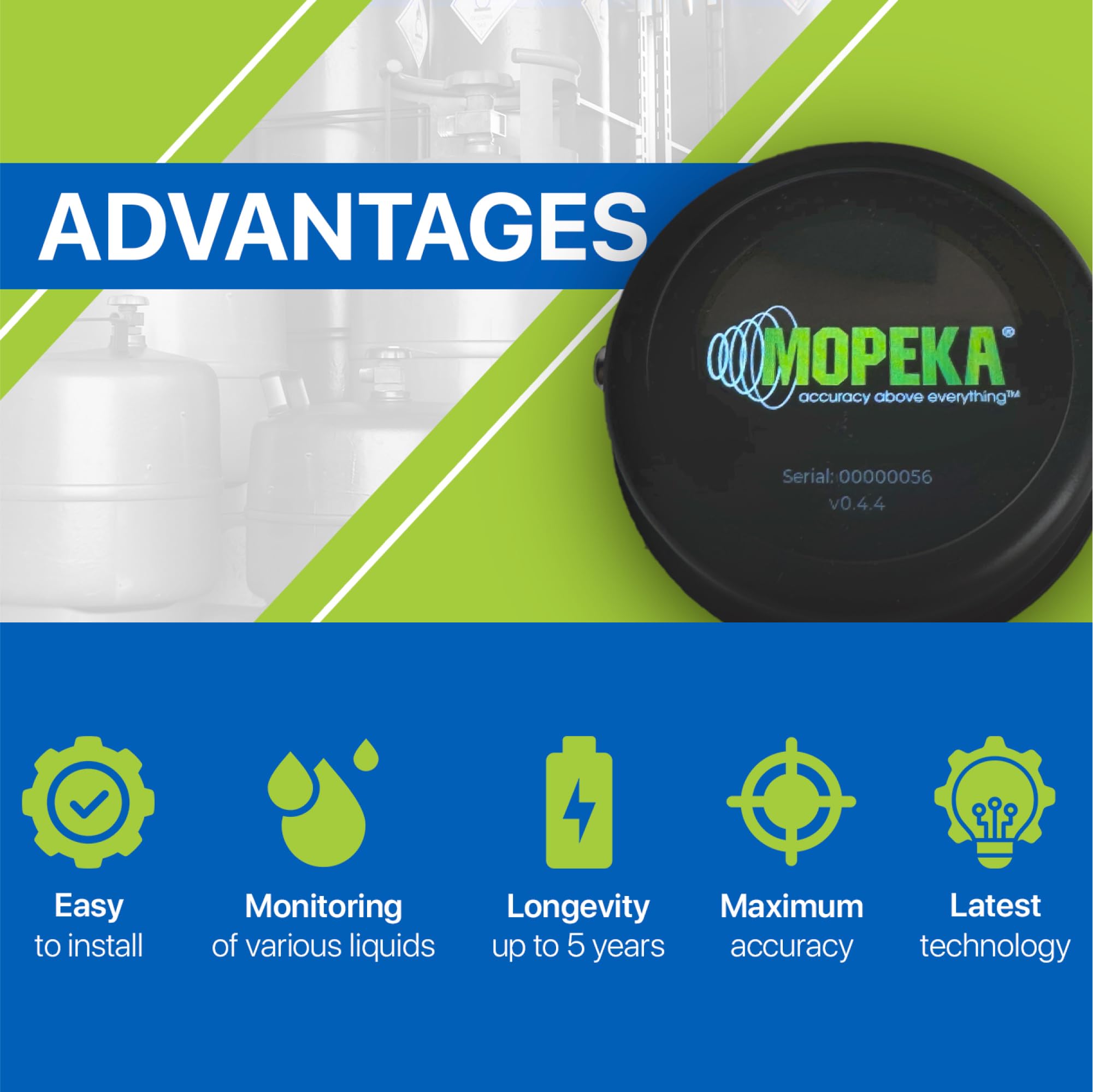 Mopeka Lcd Display Gauge - Magnetically Mounts To Your Rv Control Panel, Dash, Propane Tank, Or Bbq Grill - Wireless Remote Indi