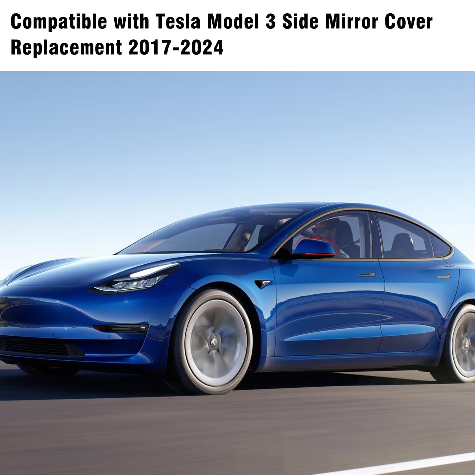 OWITAT Compatible with Tesla Model 3 Left Driver Side Mirror Cap Cover 2017 2018 2019 2020 2021 2022 2023 2024,Side View Mirror