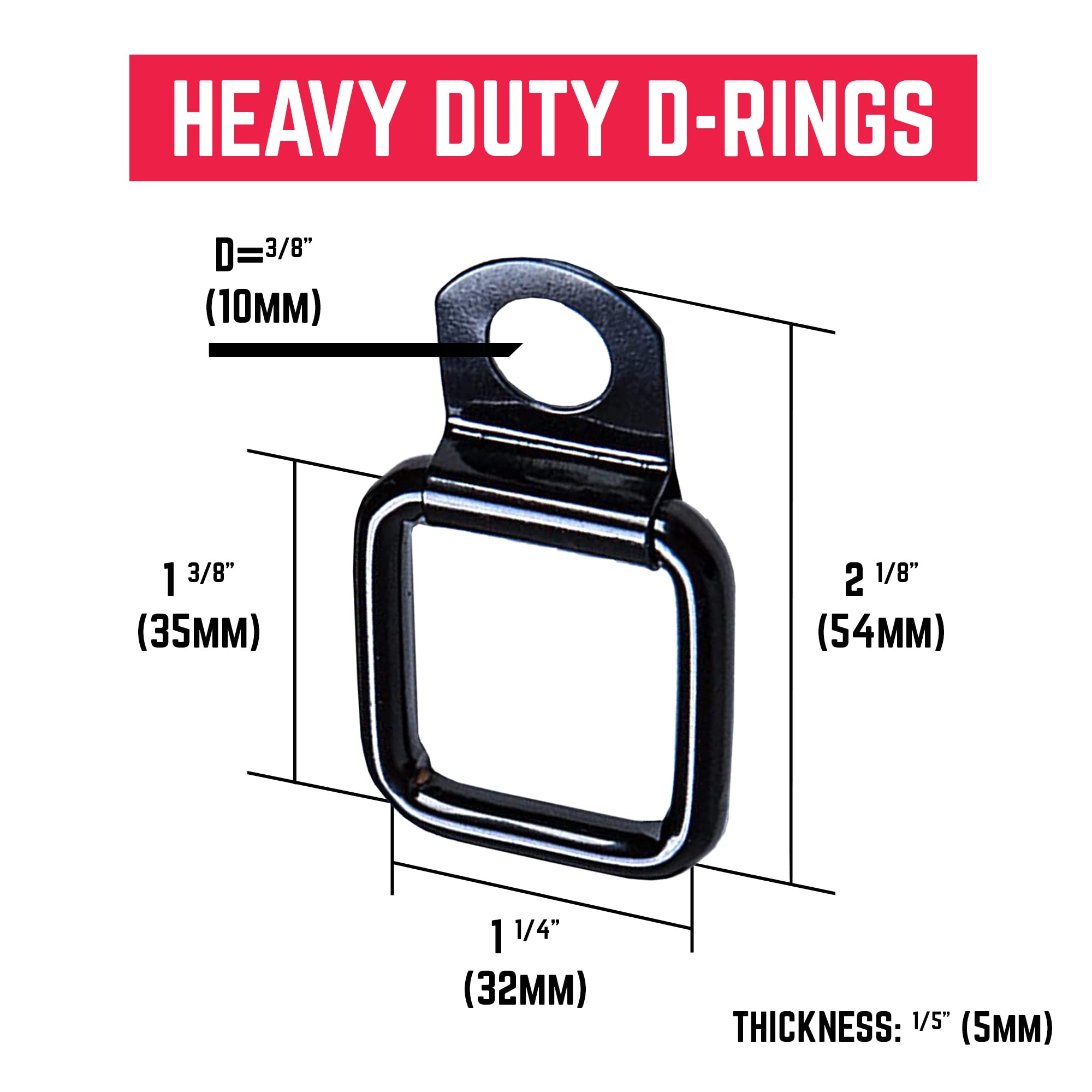 GPCA - GP Star Thumb Screws and D-Rings Set, Easy-to-Install M8 Bolt & Tie Downs, for Quick Cargo Cover Installation, Jeep Wrang