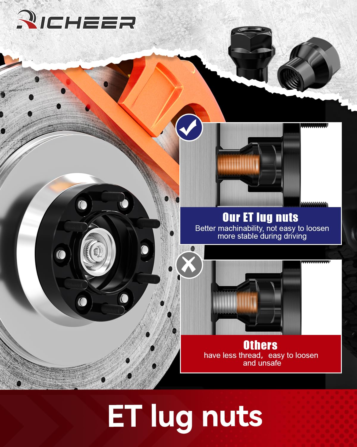 Richeer 6X5.5 Hub Centric Wheel Spacers For Tacoma 4Runner Tundra Fortuner Ventury Gx470 Gx460 With Extend Lug Nuts, 4Pcs 1.25 I