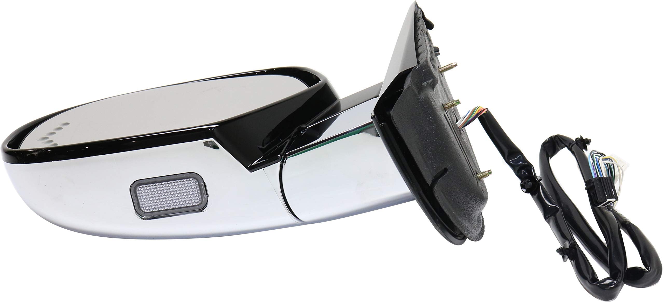 Kool Vue Driver Side Power Heated Mirror for Cadillac Escalade Escalade ESV 2007-2014 Power Fold With Signal Light, Memory & Puddle Lamp; Without Blind Spot Monitor Chrome