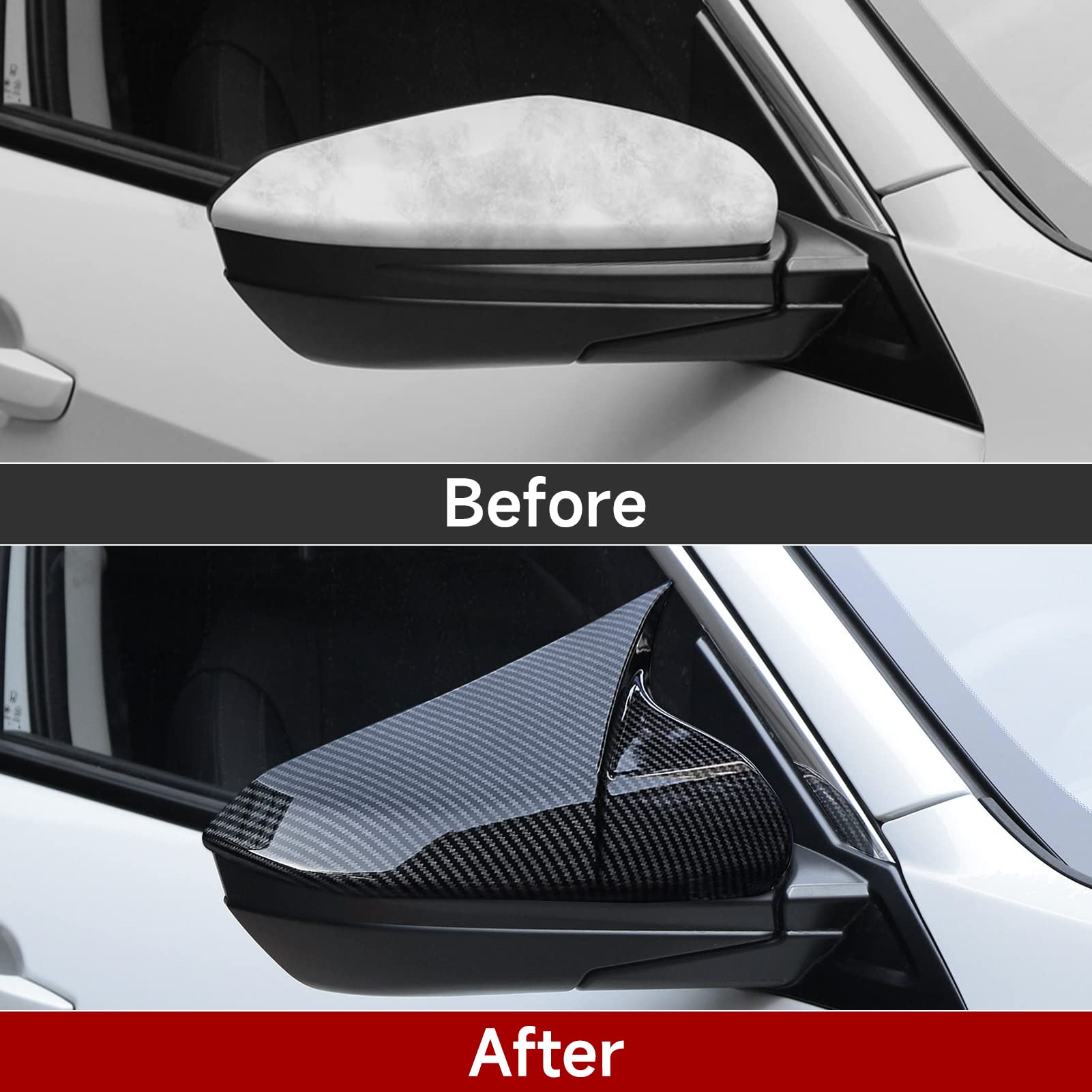 BRMYL Car Rearview Mirror Guard Cover Decals for Honda Civic 2016 2017 2018 2019 2020 2021 10th Gen Accessories ABS Carbon Fiber