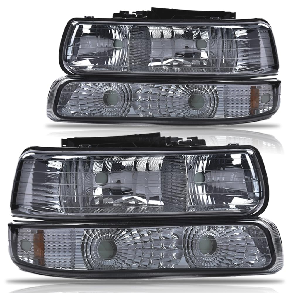 Pit66 Headlight Assembly Compatible With 1999-2002 Chevy Silverado 1500 2500/01-02 Silverado 1500Hd 2500Hd 3500/00-06 Tahoe Subu