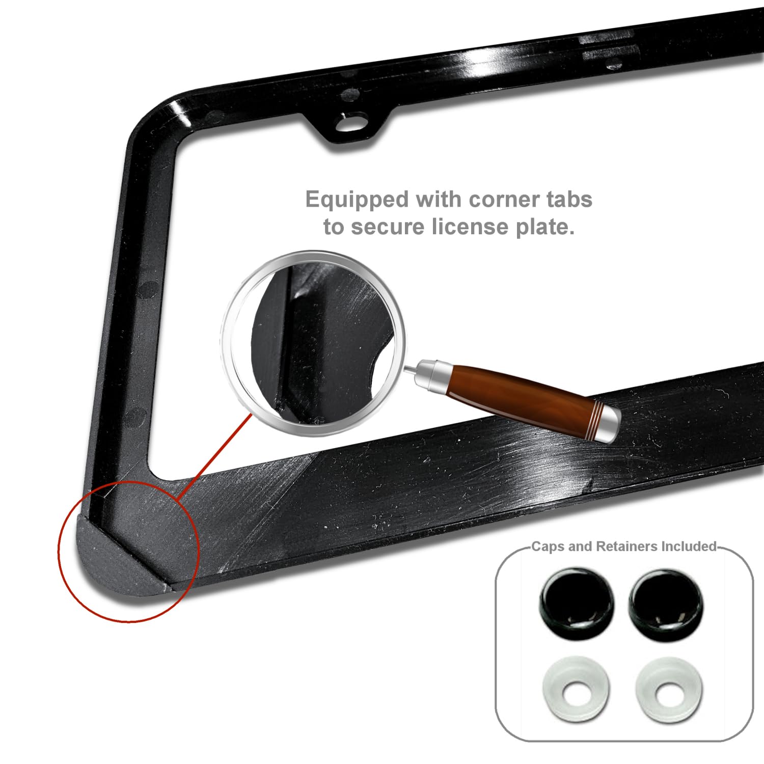Au-Tomotive Gold Uv Print Polycarbonate License Plate Frame For Honda Civic Si (Black)