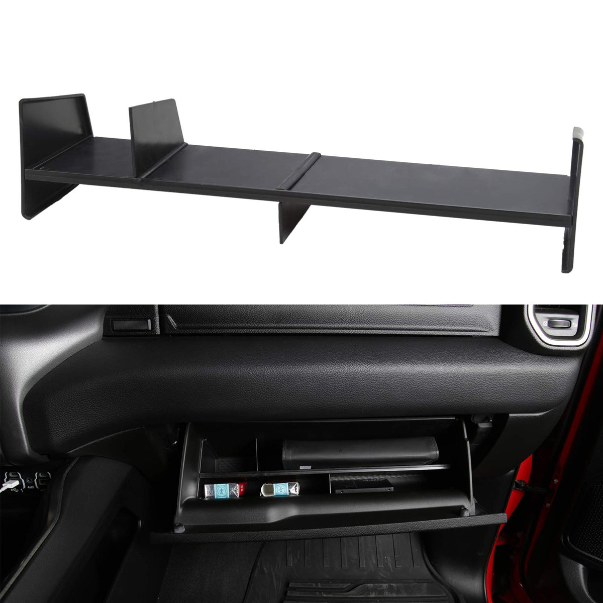 Motrobe Glove Box Organizer For Dodge 2019 2020 2021 2022 2023 Ram 1500 Abs Organizer Divider Accessories Black