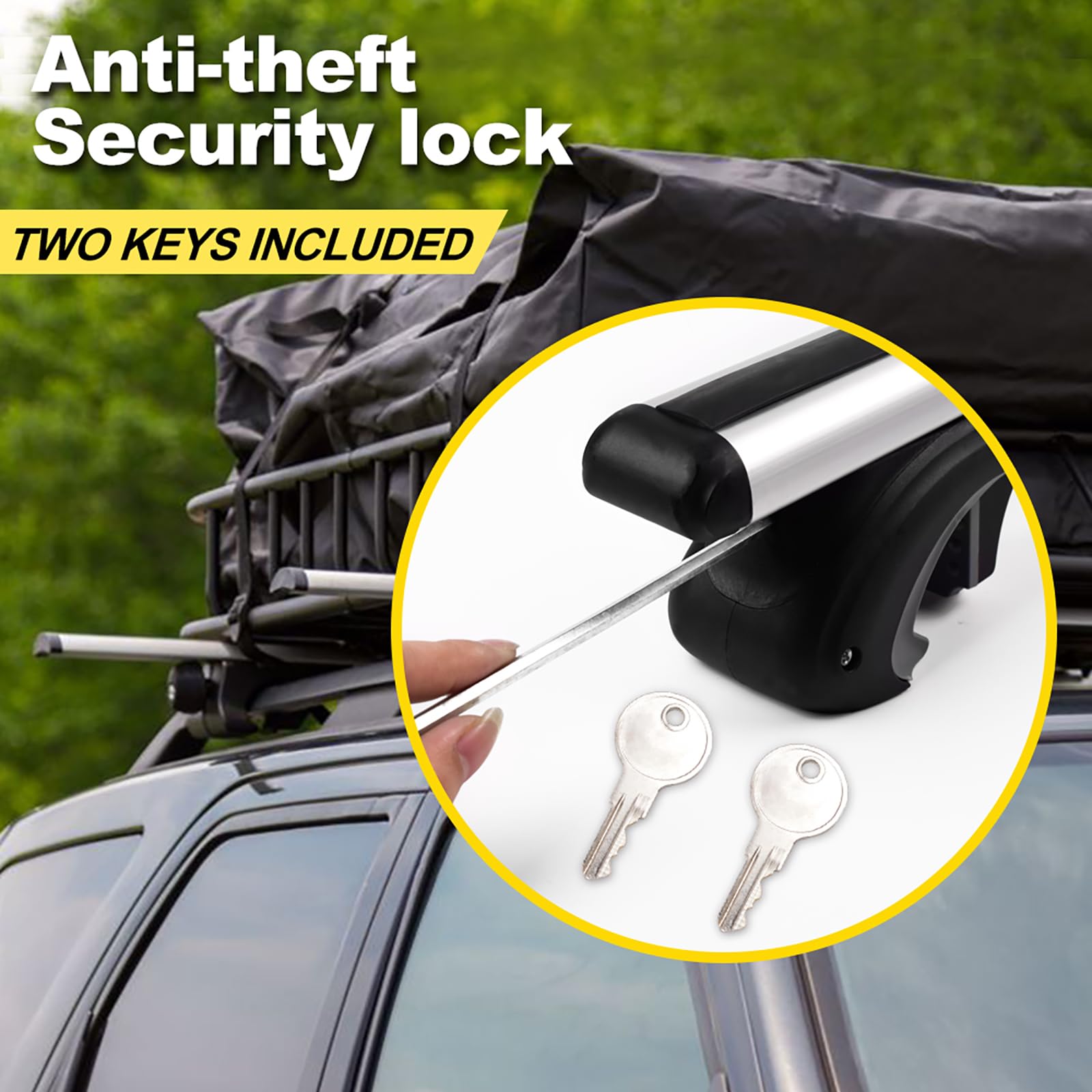 Stay There Car Roof Rack Cross Bars 56”Aero Thick Aluminum Universal Crossbars Roof Rack Adjustable Roof Cross Bars, Fits Most Vehicles With Existing Raised Side Rails With Gap- 200 Lbs Load Capacity