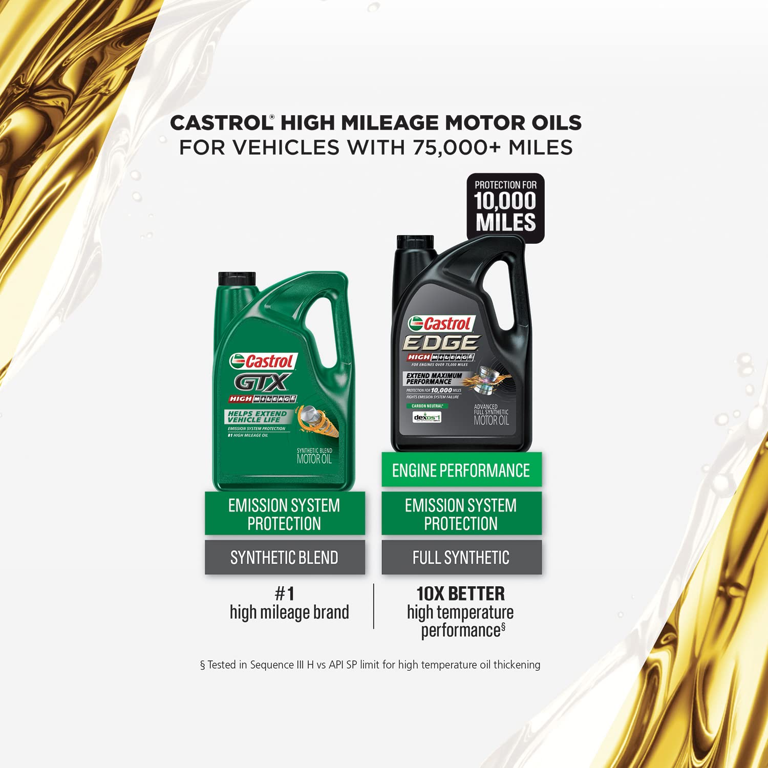 Castrol Edge High Mileage 5W-30 Advanced Full Synthetic Motor Oil, 5 Quarts