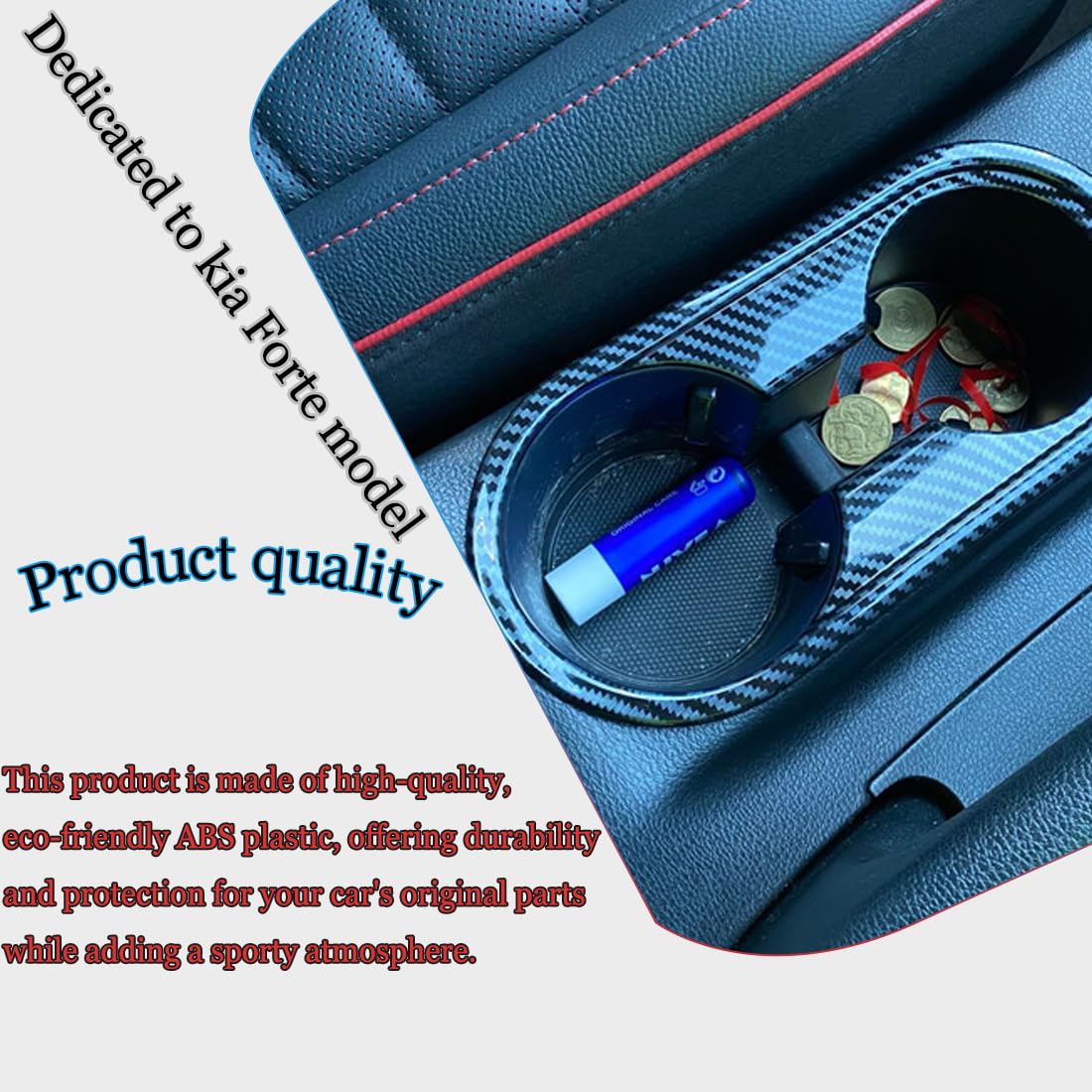 MUXEE for Kia Forte 2019-2024 ABS Carbon Fiber Center Consoles Cup Holder Panel Cover Trim - Sport Upgrade Trims Interior Access