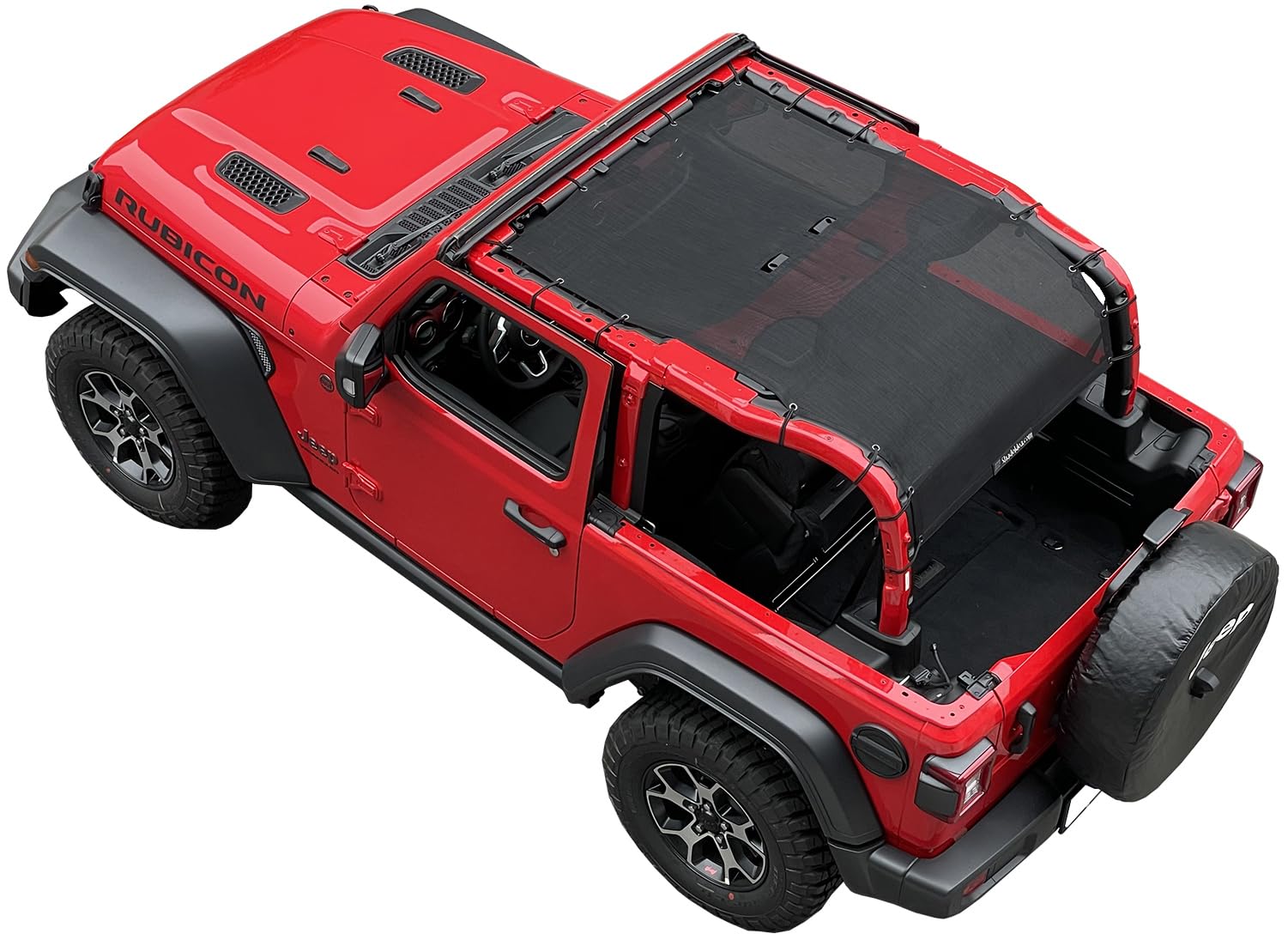 Shadeidea Top Sun Shade For Jeep Wrangler Jl (2018-2023) 2 Door Sunshade Front And Rear And Trunk - Black Mesh Screen Top Cover
