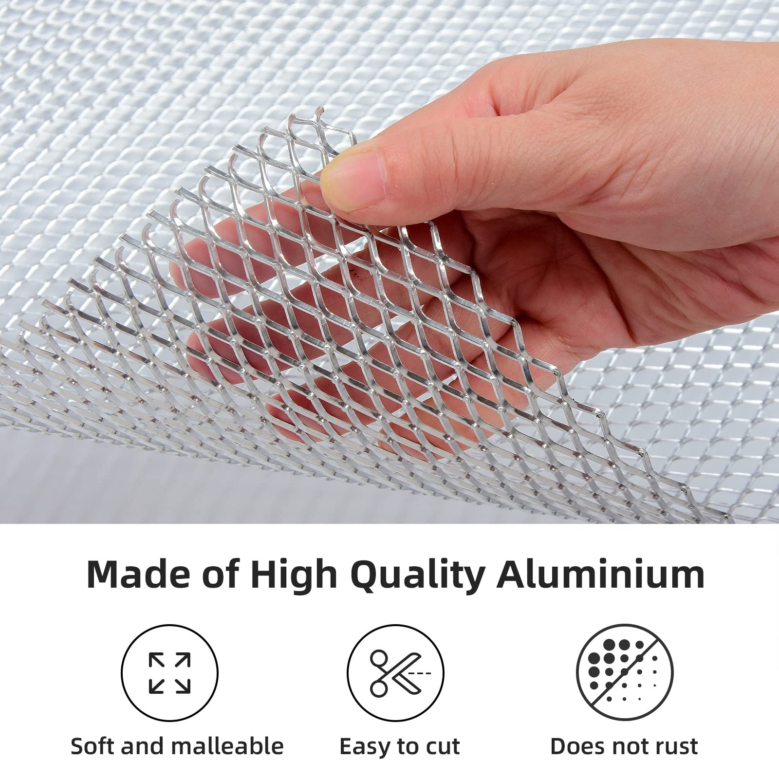 AggAuto Universal 170''x40'' Car Grill Mesh - Aluminum Alloy Automotive Grille Insert Bumper Rhombic Hole 6x12mm, One of the Mos