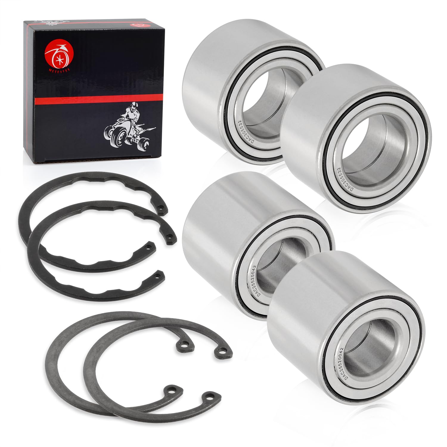 Wheel Bearing Front & Rear + Circlip For Kawasaki Teryx 750 Krf750 4X4 2008-2013 2Pcs-30X55X32 2Pcs-52X42X25 Heavy Duty Wheel Bearing