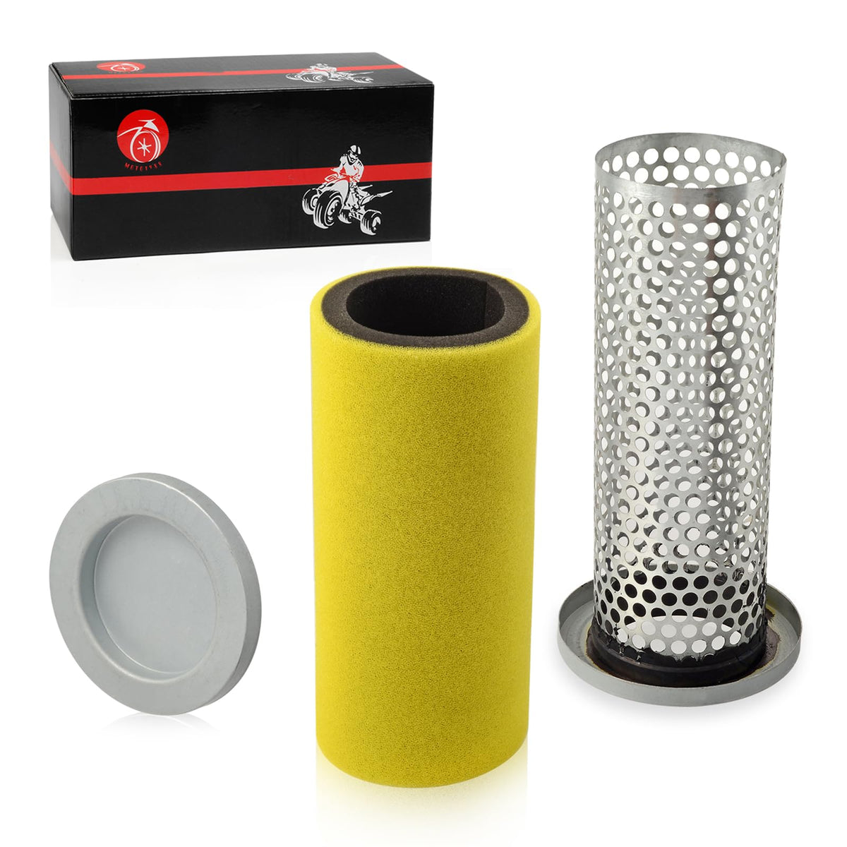 Air Filter & Guide Cage Cap Kit Compatible With Yamaha Rhino 450 660 Yxr450 Yxr660 2004-2009