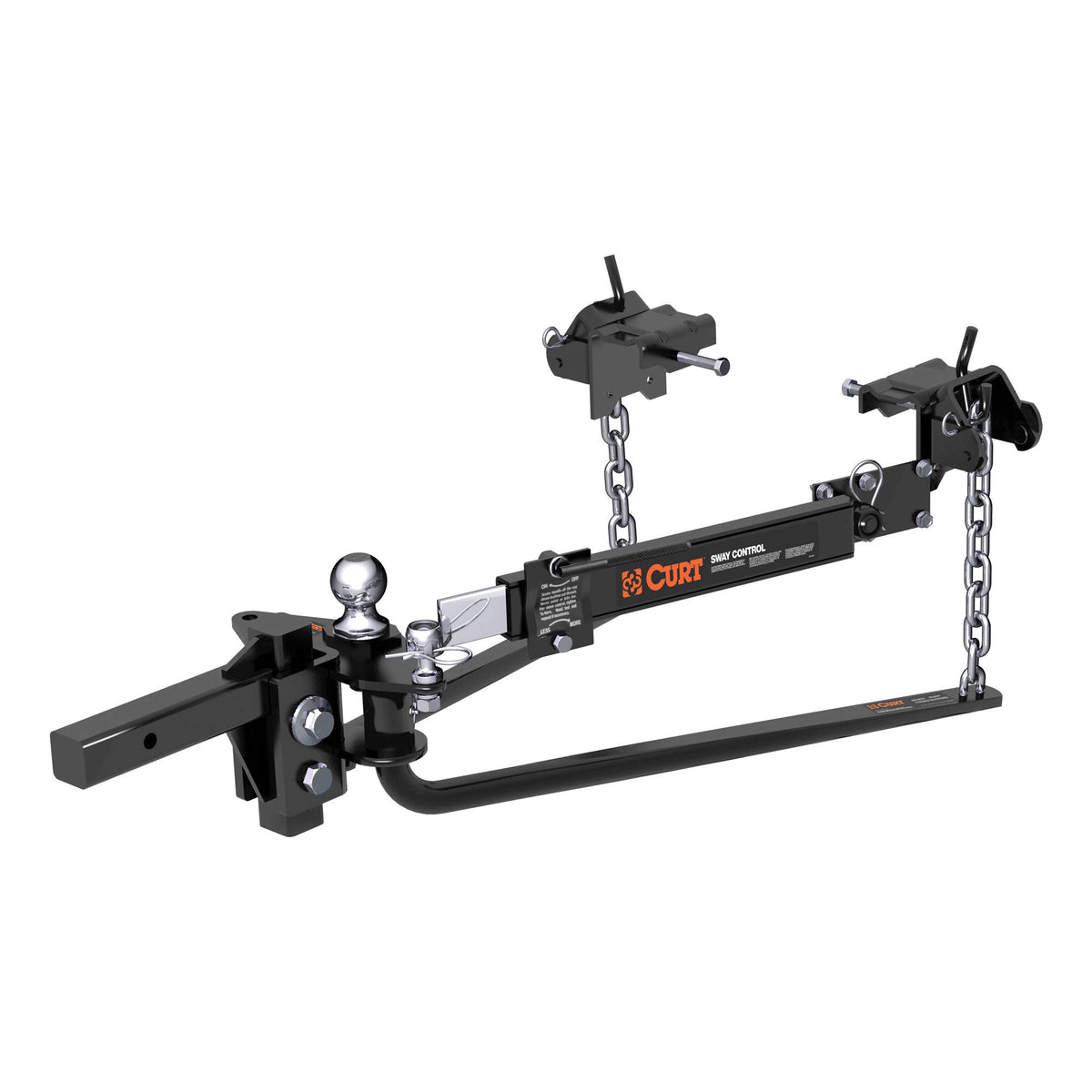 Curt 17062 Round Bar Weight Distribution Hitch With Integrated Lubrication And Sway Control, Up To 10K, 2-In Shank, 2-5/16-Inch Ball, Black