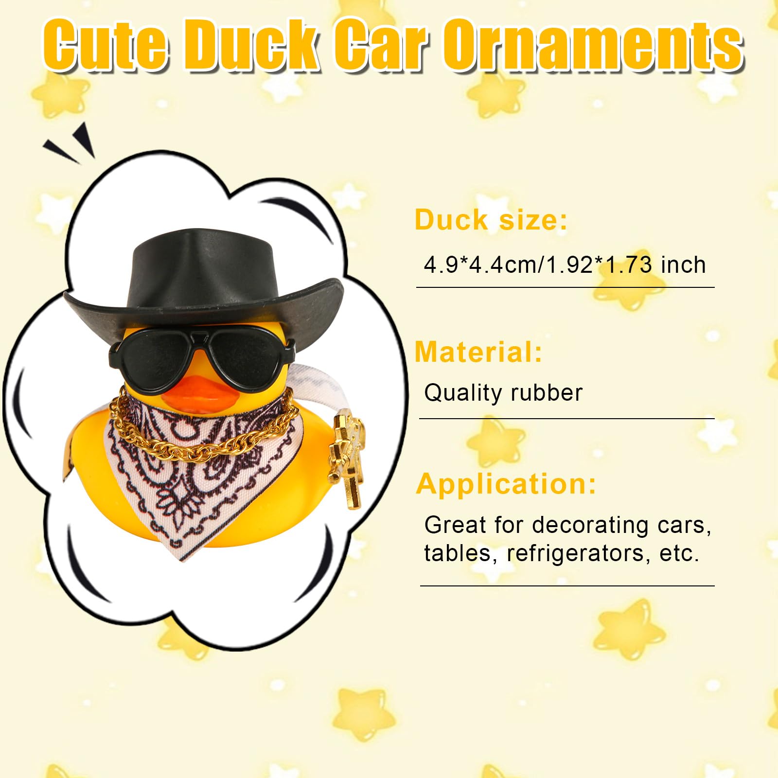 Peutier 2Pcs Rubber Duck Car Ornaments, Funny Rubber Ducks Car Dashboard Decorations Duck Car Accessories With Cowboy Hat Mini S