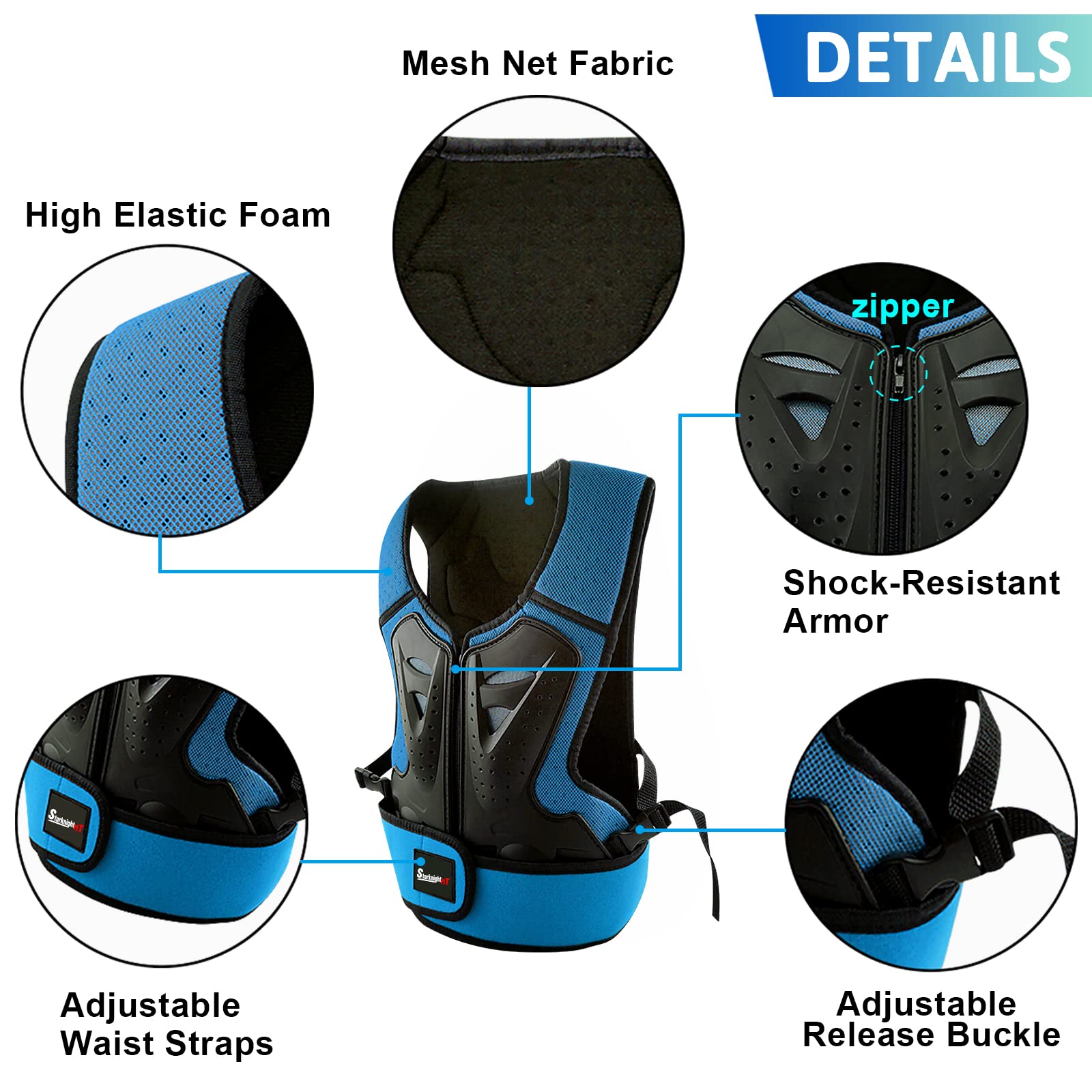 Starknightmt Kids Motorcycle Chest Protector Dirt Bike Youth Riding Spine Back Armor Protection For Motocross Cycling Skateboard