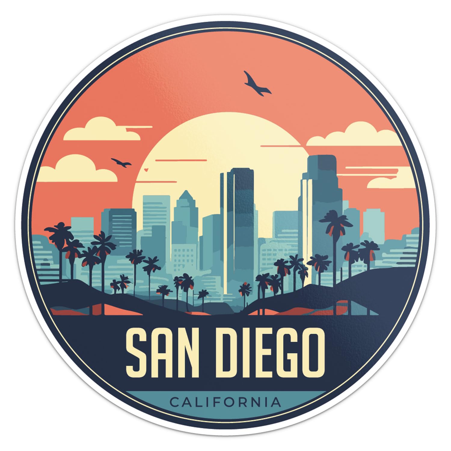 San Diego City Sticker - Waterproof Vinyl Decal for Car Bumper, Laptop, Water Bottle, Wall, and Window, Size - 3'' Longer Side