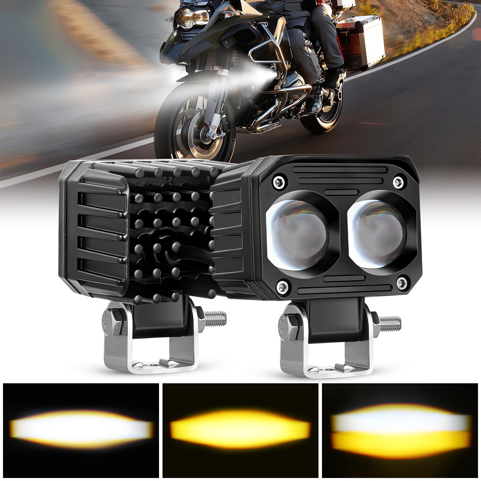 Nilight Motorcycle Driving Lights 2.5 Inch White Amber Spot Beam Fog Light Led Pods Ip67 Waterproof Auxiliary Offroad Lighting F