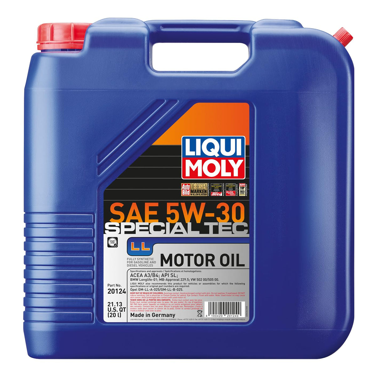 LIQUI MOLY Special Tec LL SAE 5W-30 | 20 L | Fully synthetic engine oil | SKU: 20124