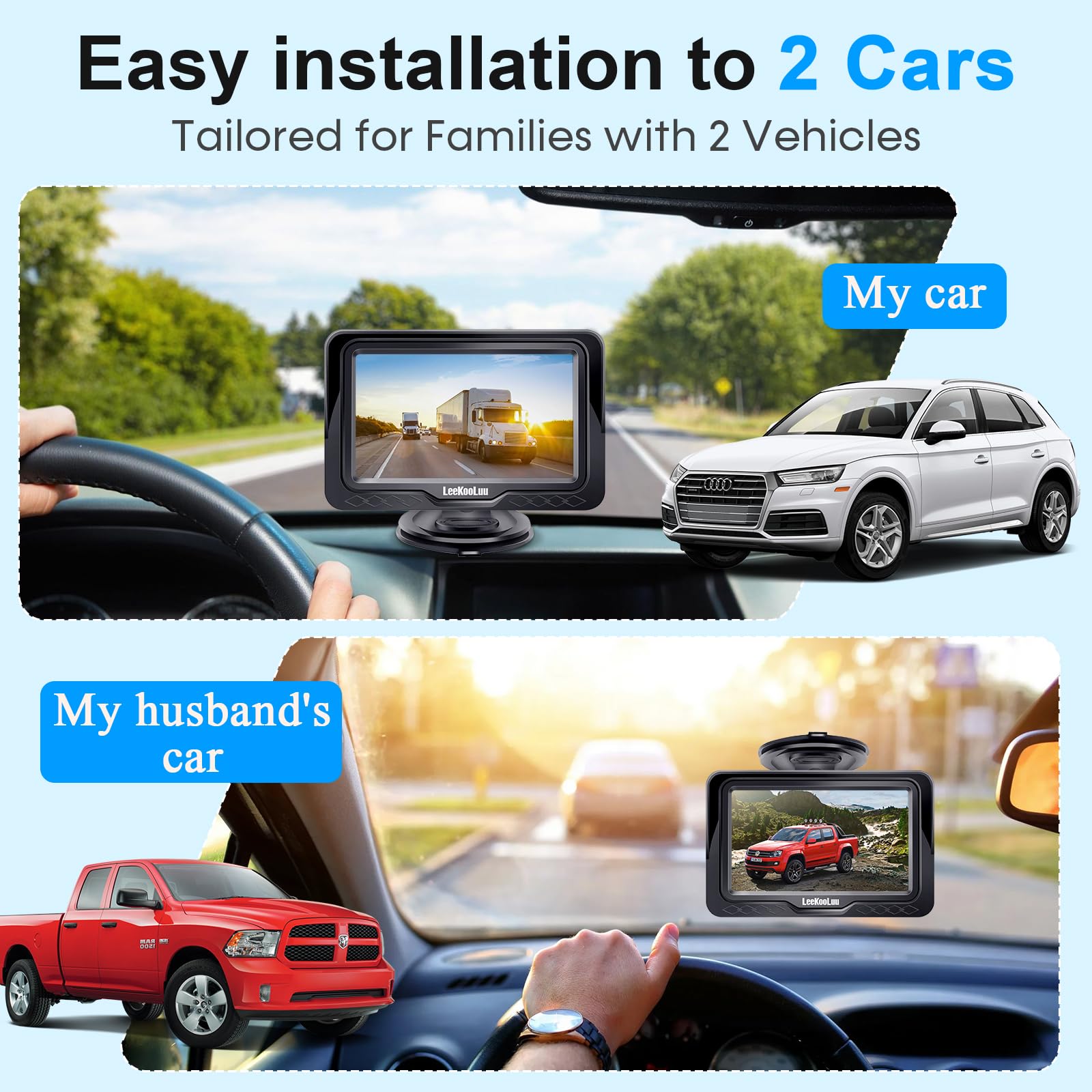 Backup Camera Ease Install For 2 Cars - 2-Pack, Plug & Play, Hd 1080P Rear View Camera Kit, Waterproof, Night Vision For Car, Tr