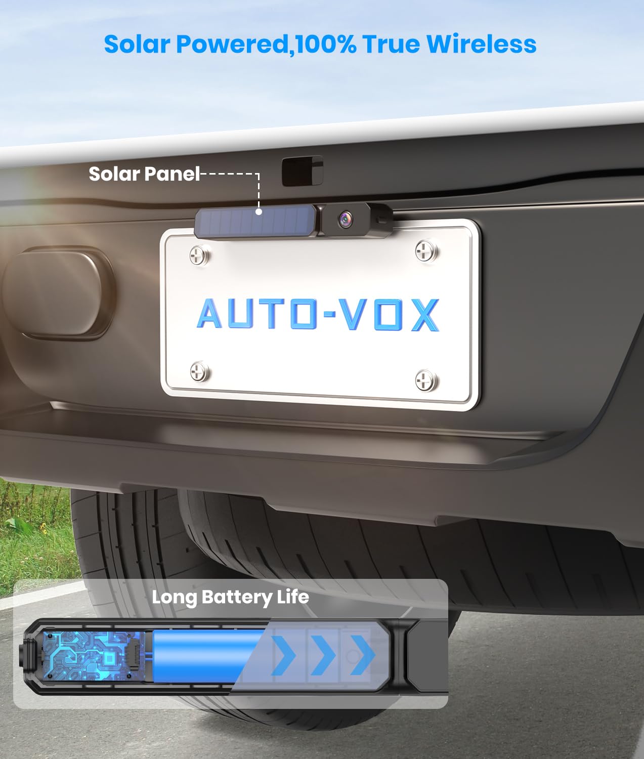 Auto-Vox Solar Wireless Backup Camera With 5'' Hd Monitor,3 Mins Diy Installation & Battery Powered Back Up Camera Systems, Ip69