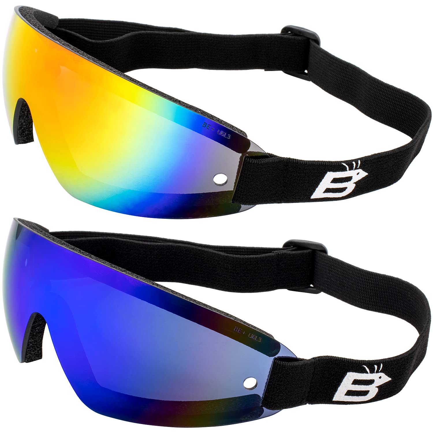 Birdz 2 Pairs of Eyewear Wing Skydiving Parasailing Goggles with 1 ReflecTech Red Mirror & 1 Blue Mirror Lenses