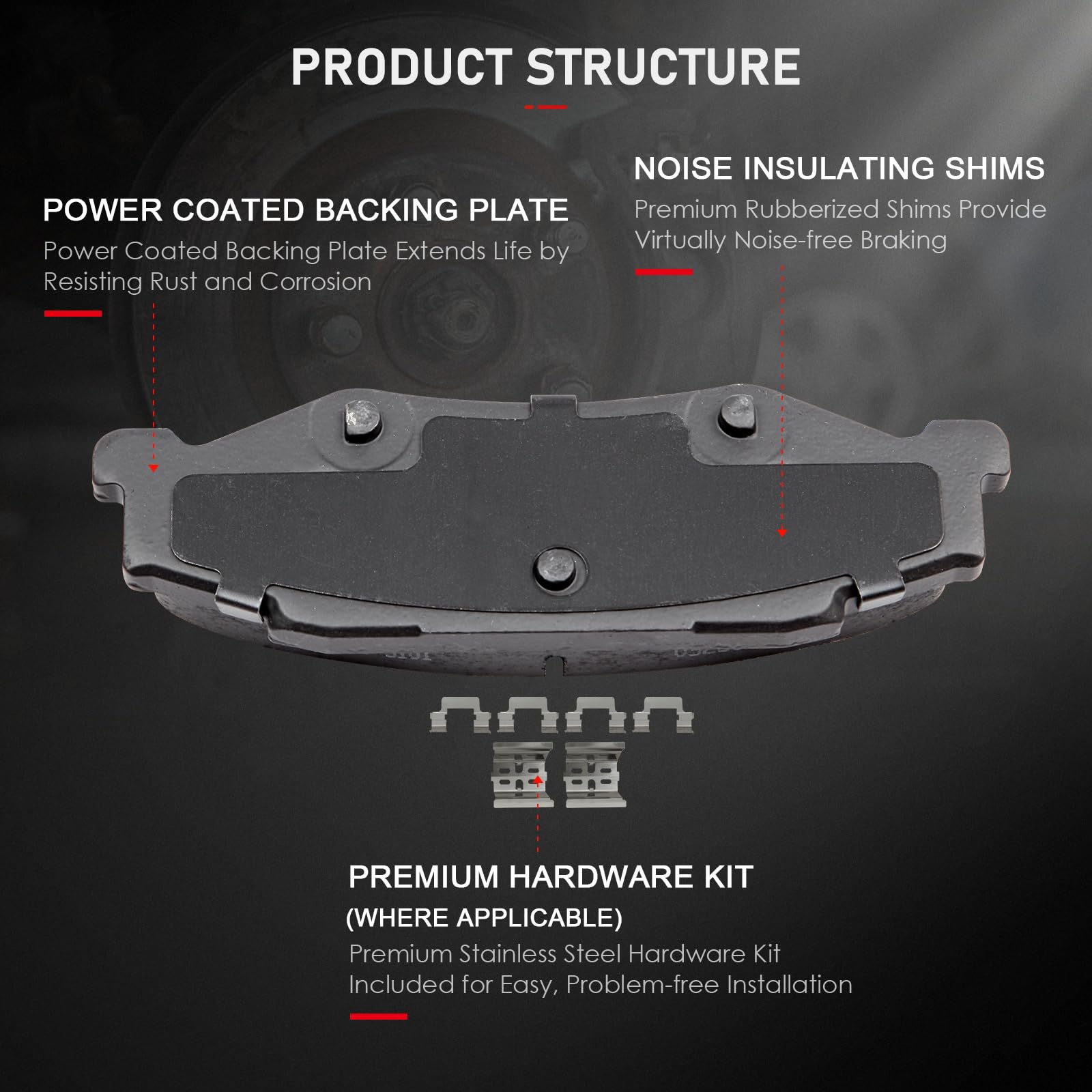 Cciyu D731 D732 Front & Rear Semi-Metallic Disc Brake Pads Kit For Cadillac Xlr 2004-2009,For Chevrolet Corvette 1997-2004 2006-