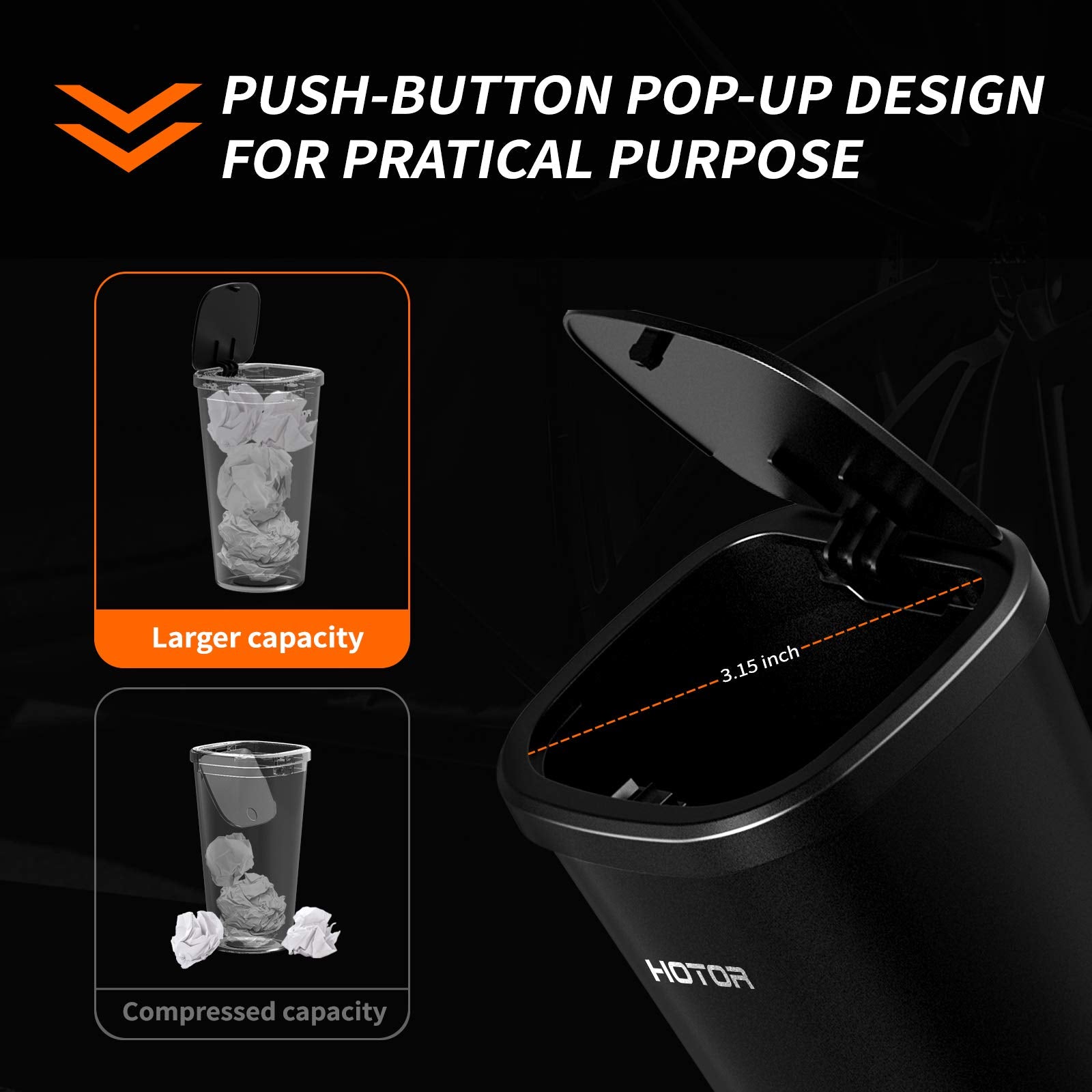 Hotor Car Trash Can, Car Trash Cup With 30 Additional Car Trash Bags For Exclusive Using, Multipurpose Trash Can For Car, Office