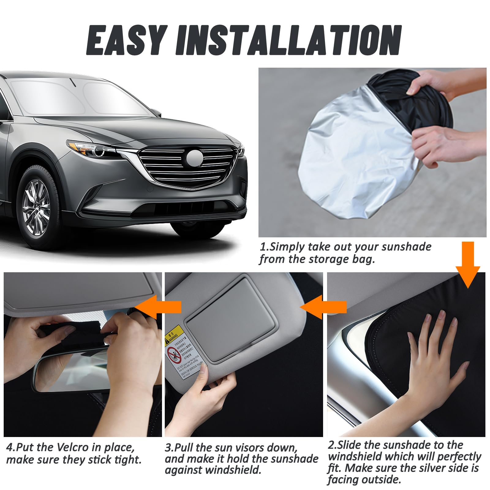 D-Lumina Windshield Sun Shade For Mazda Cx-9 2016-2025 Cx9 Accessories, Front Window Sunshade Sun Visor Protector Block Uv Rays