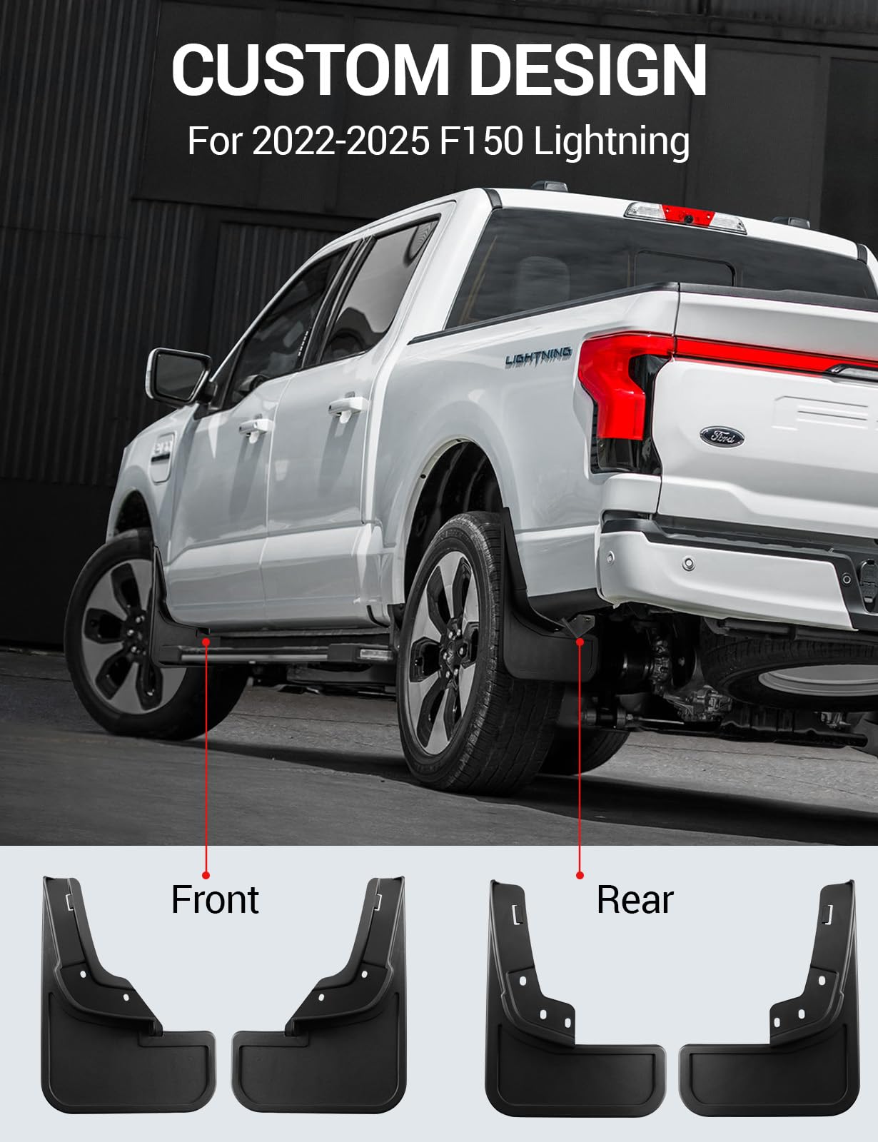 Ecarzo Mud Flaps For F150 Lightning Accessories 2022 2023 2024 2025 All Weather Mud Splash Guards No Drilling Required Mudflap F