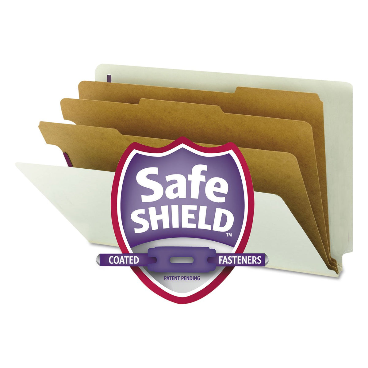 Smead Pressboard End Tab Classification Folder, Legal, 8-Section, Gray/Green, 10/Box
